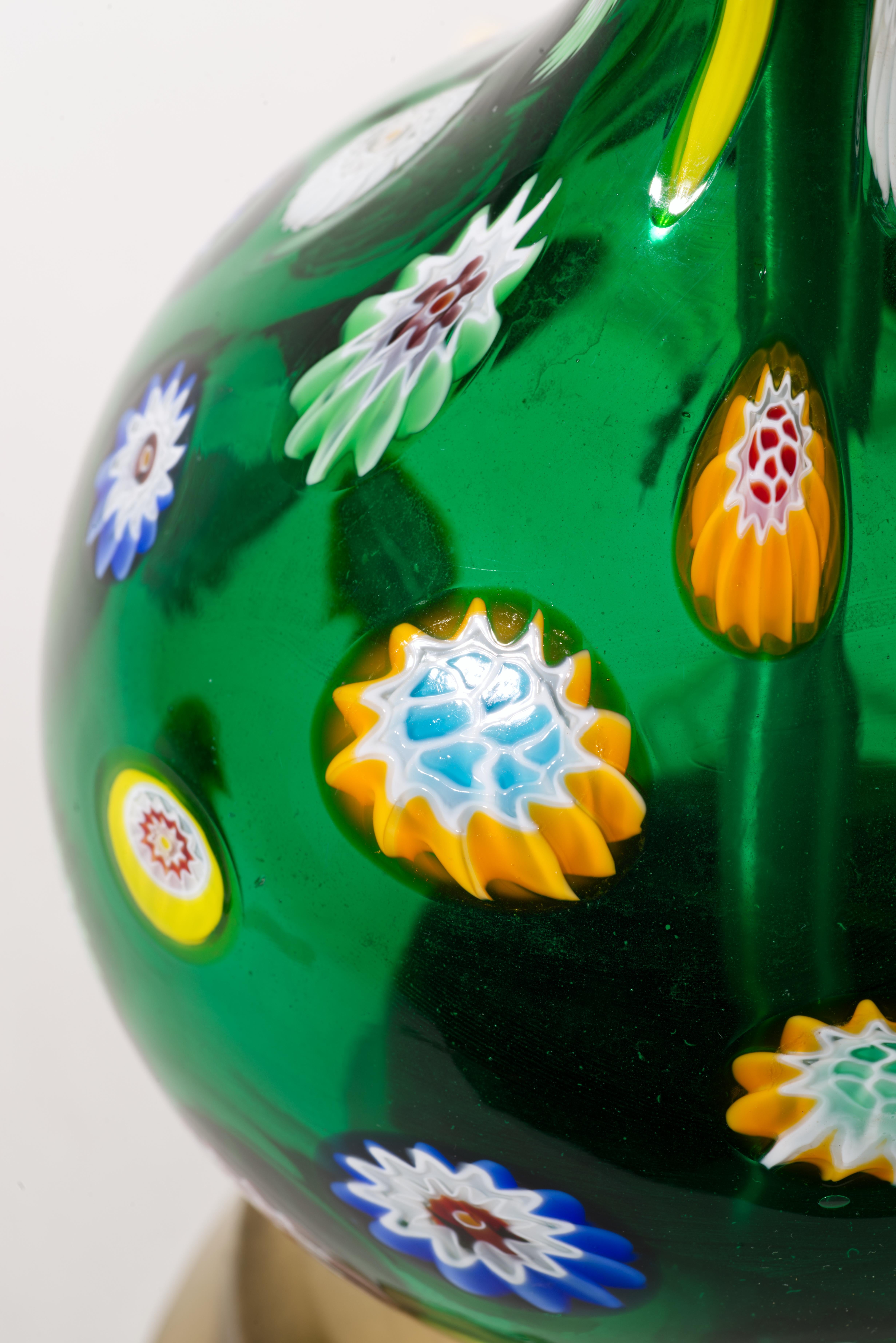 Marbro Lámpara de mesa de cristal de Murano Millefiori, años 50-1960, doblemente firmada en venta 8