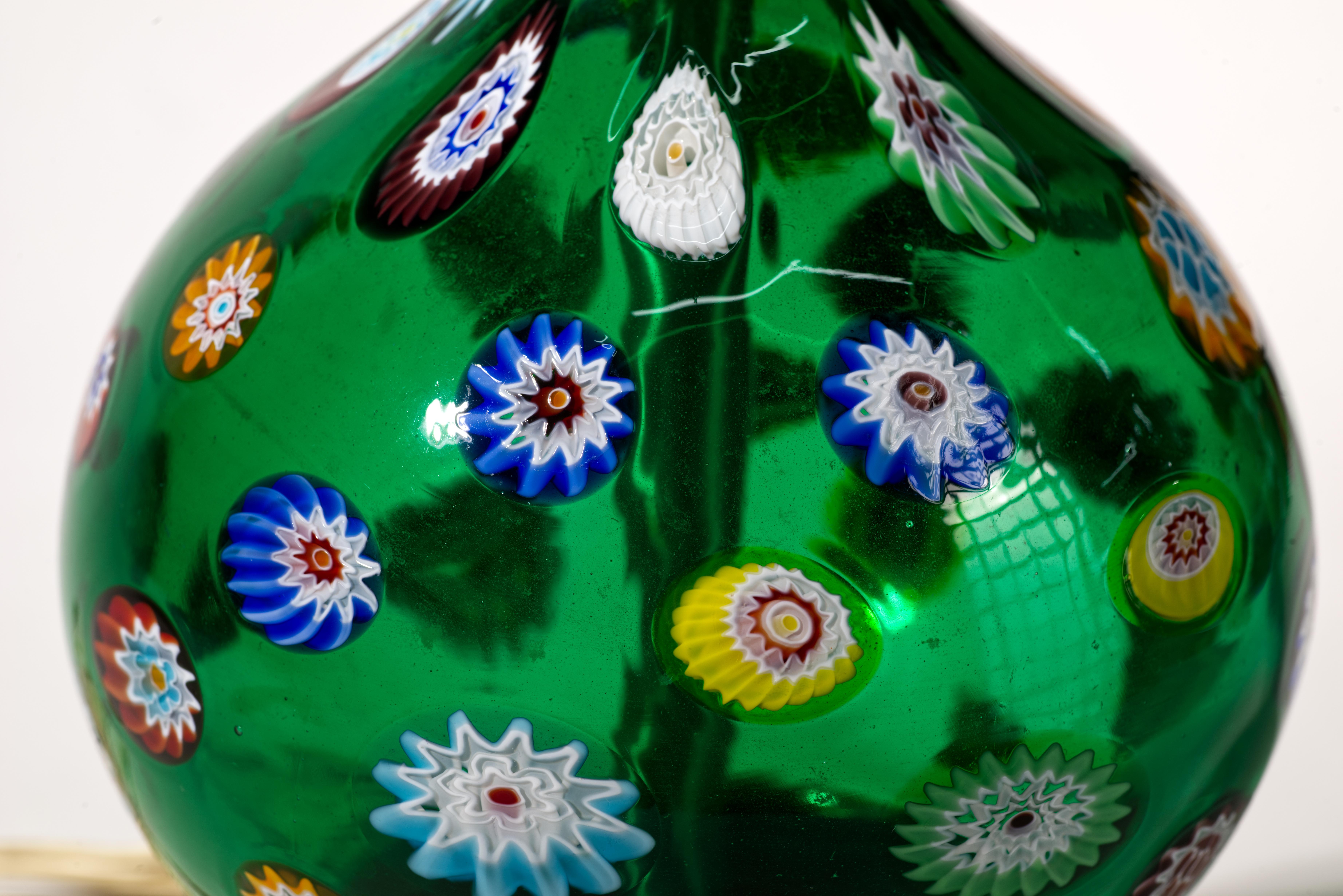 Marbro Lámpara de mesa de cristal de Murano Millefiori, años 50-1960, doblemente firmada en venta 11