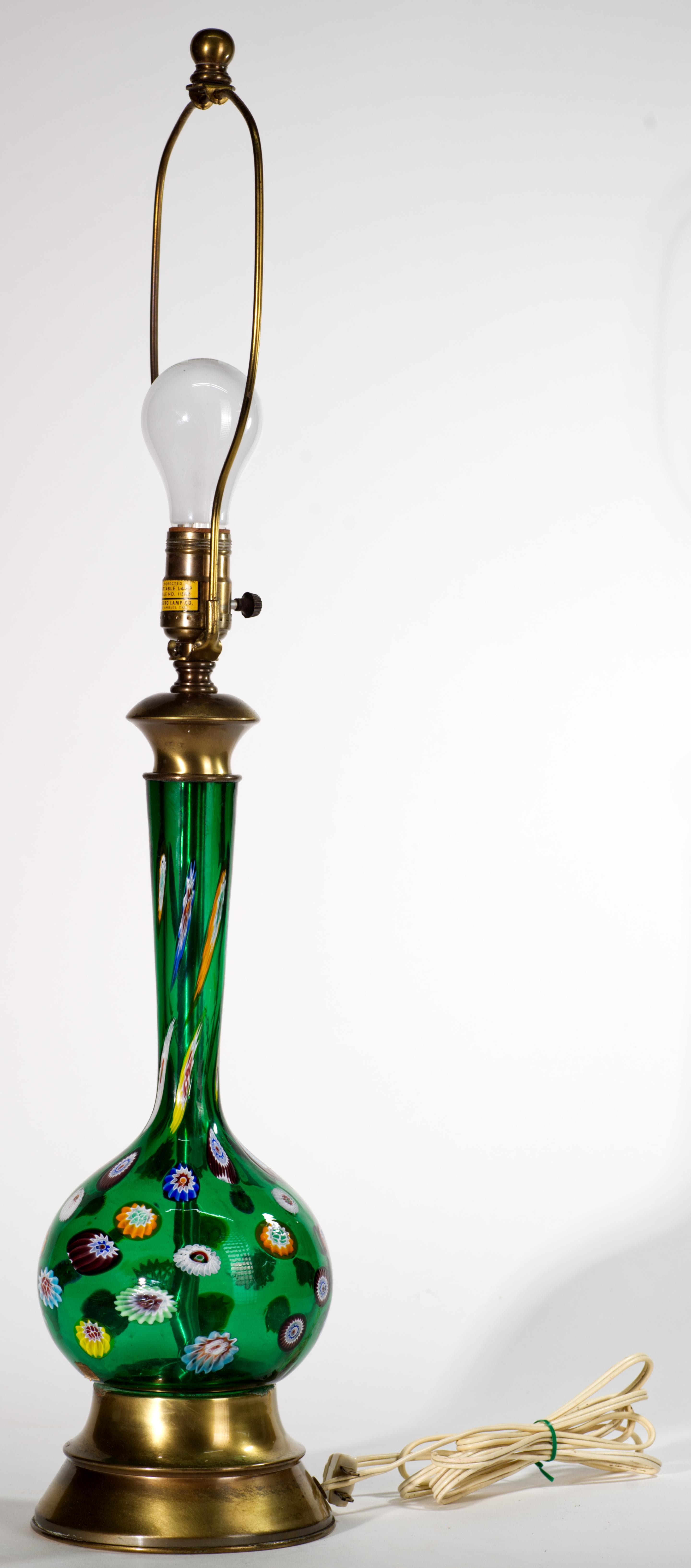 Marbro Lámpara de mesa de cristal de Murano Millefiori, años 50-1960, doblemente firmada Estadounidense en venta