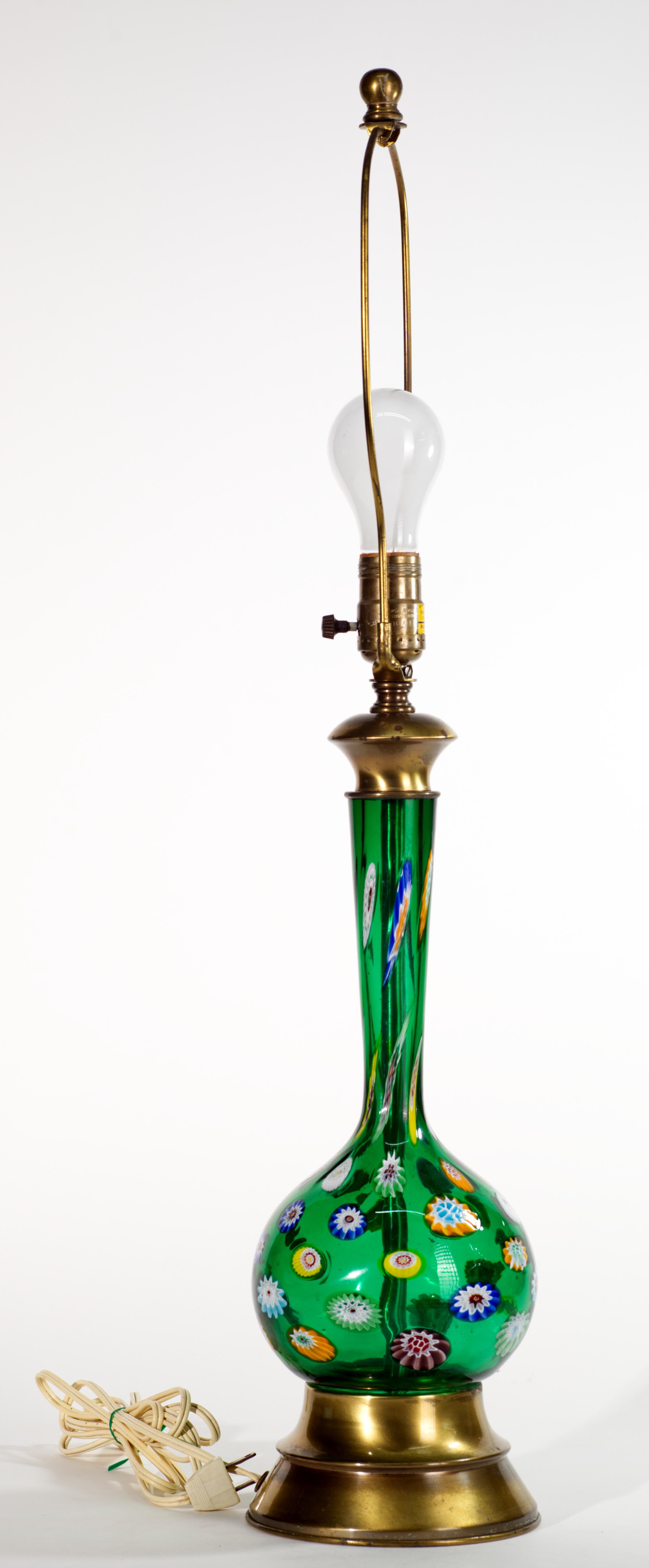Marbro Lámpara de mesa de cristal de Murano Millefiori, años 50-1960, doblemente firmada Hecho a mano en venta