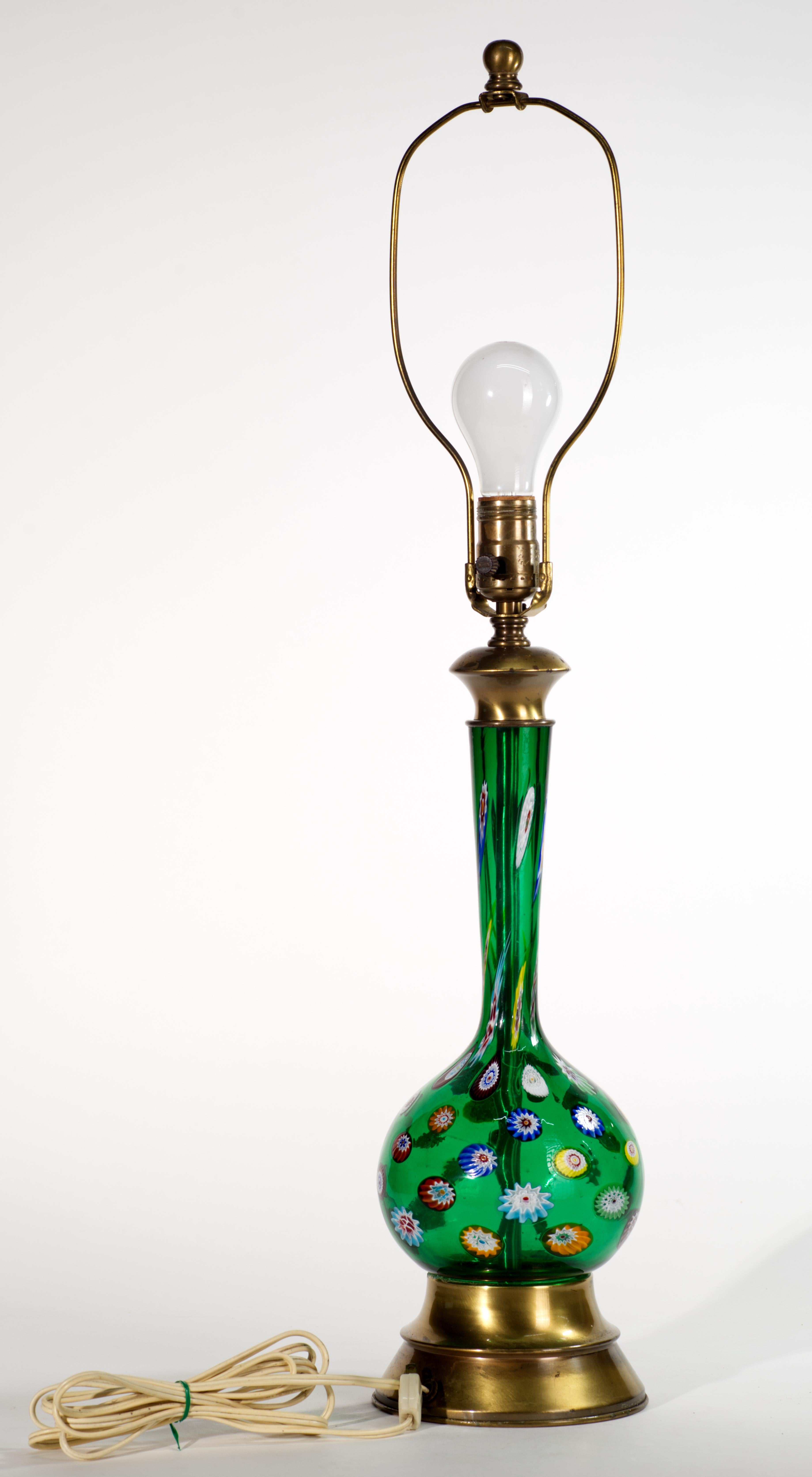 Marbro Lámpara de mesa de cristal de Murano Millefiori, años 50-1960, doblemente firmada en Bueno estado para la venta en Clifton Springs, NY