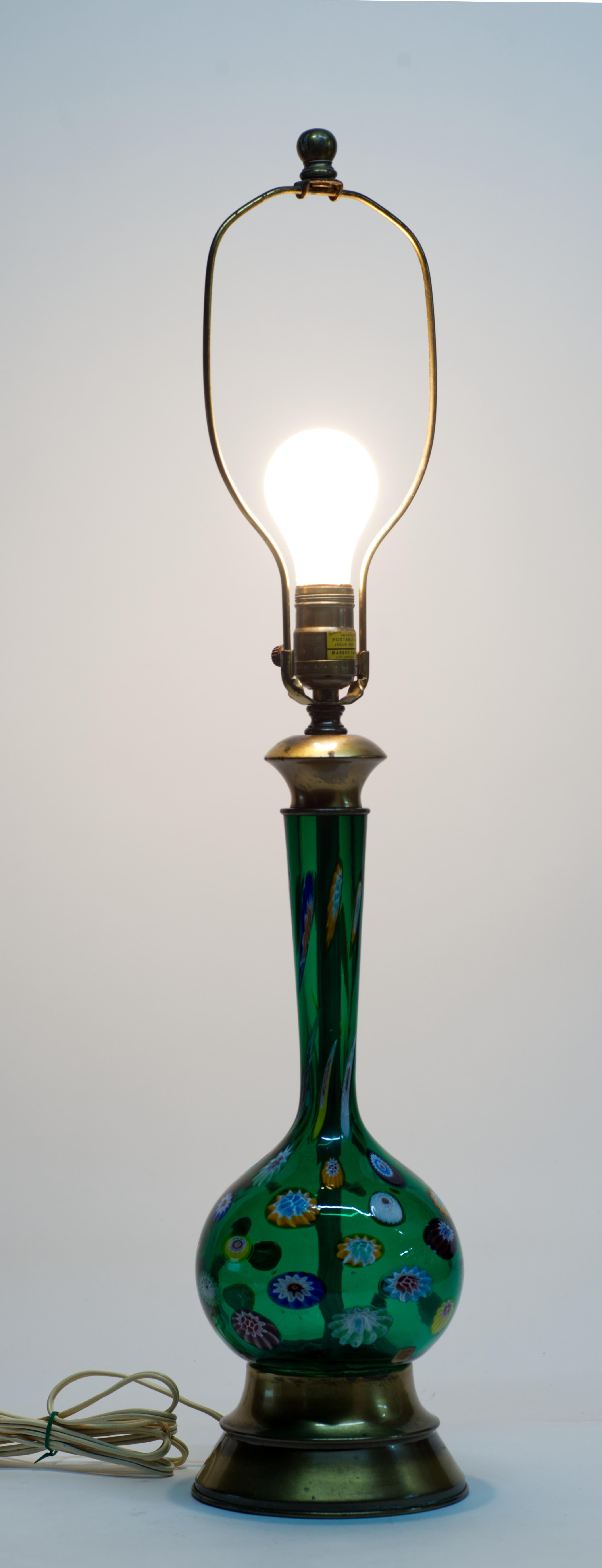 Marbro Lámpara de mesa de cristal de Murano Millefiori, años 50-1960, doblemente firmada siglo XX en venta