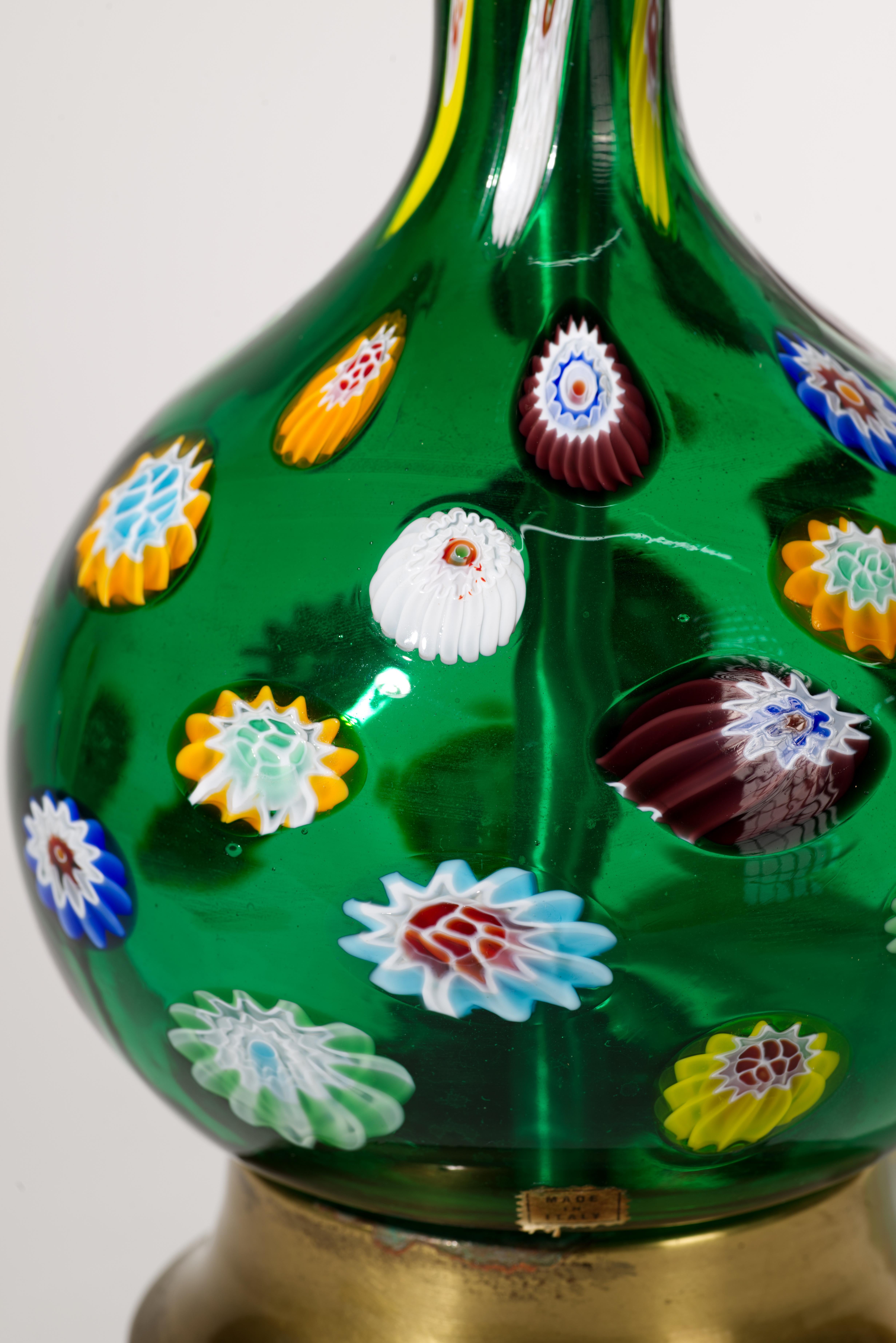 Marbro Lámpara de mesa de cristal de Murano Millefiori, años 50-1960, doblemente firmada en venta 1