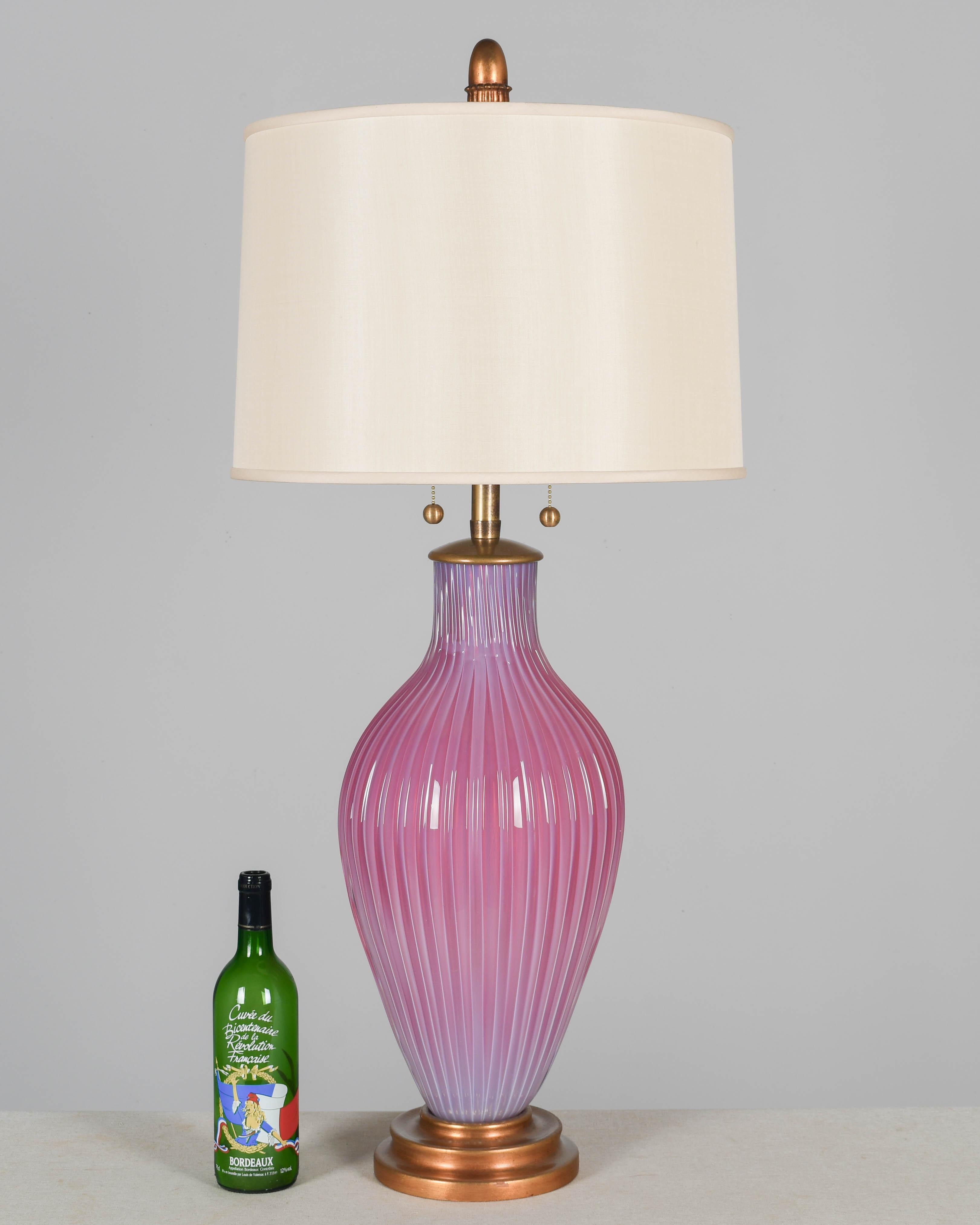 Italian Marbro Murano Glass Seguso Mid Century Lamp For Sale