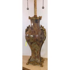 Marbro Neoclassical Exotic Marble & Dore Bronze Table Lamp, 1950s