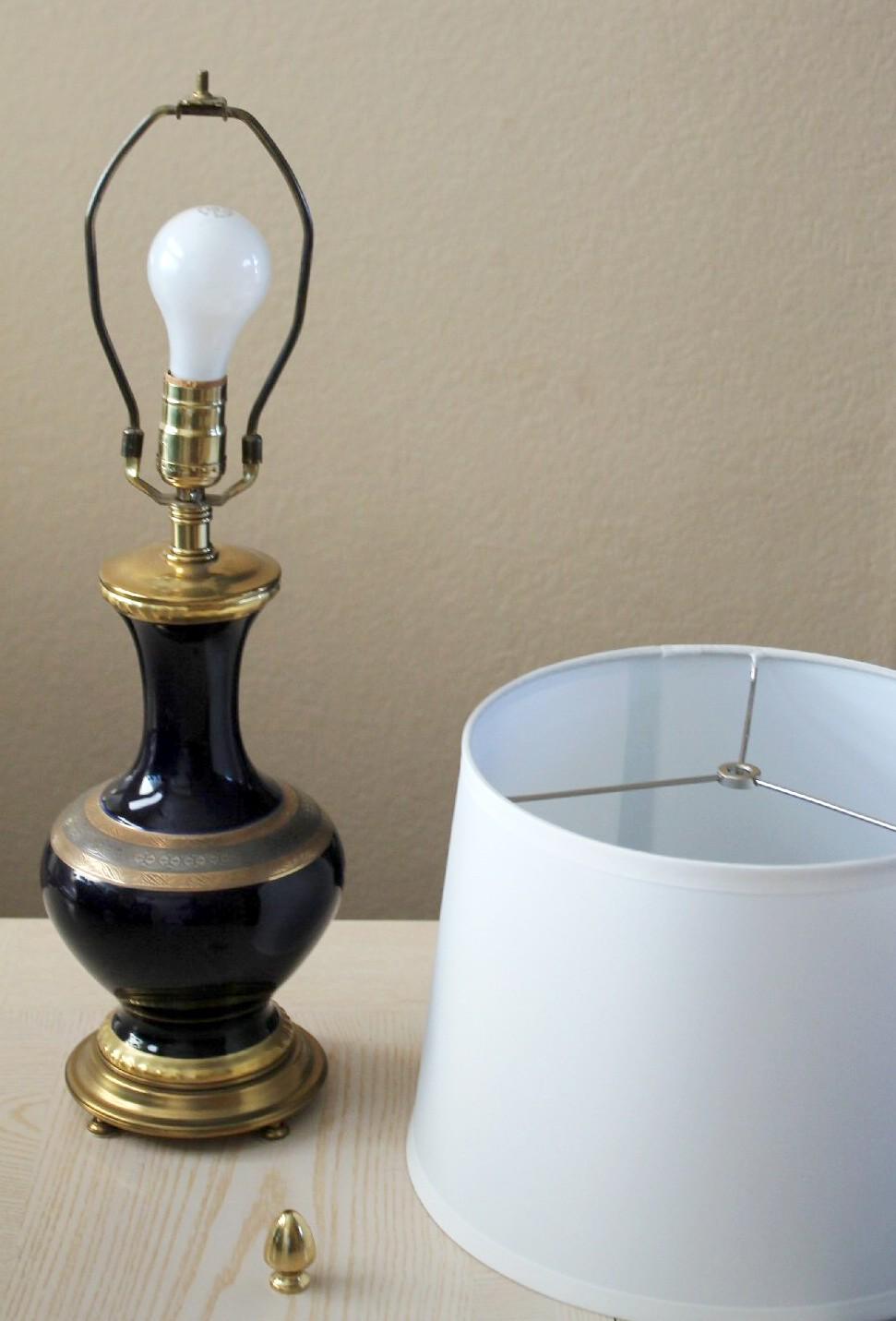 Marbro *Original* Italian Porcelain Table Lamp! Only 1. Cobalt Blue 1960s Empire For Sale 8