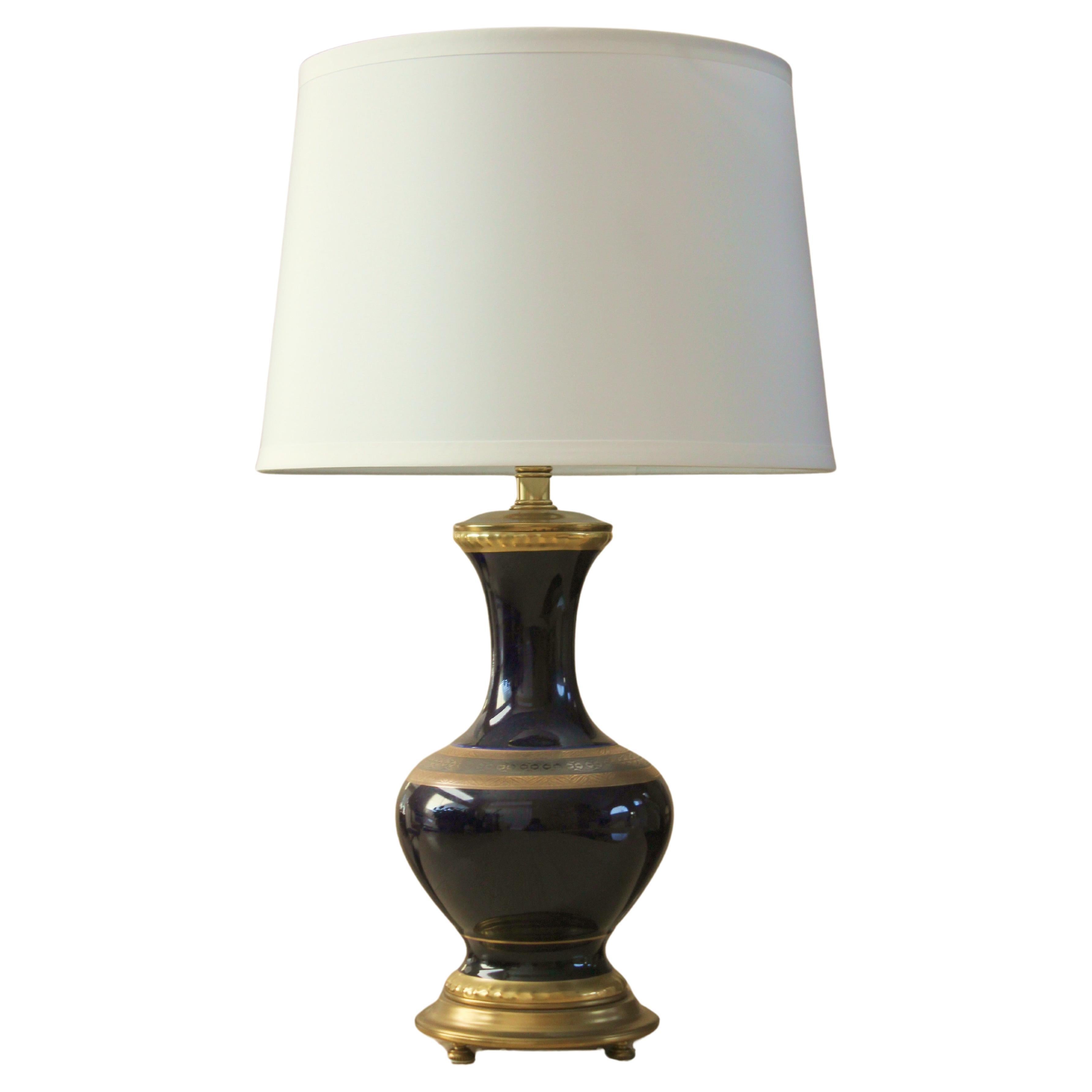 Marbro *Original* Italian Porcelain Table Lamp! Only 1. Cobalt Blue 1960s Empire For Sale