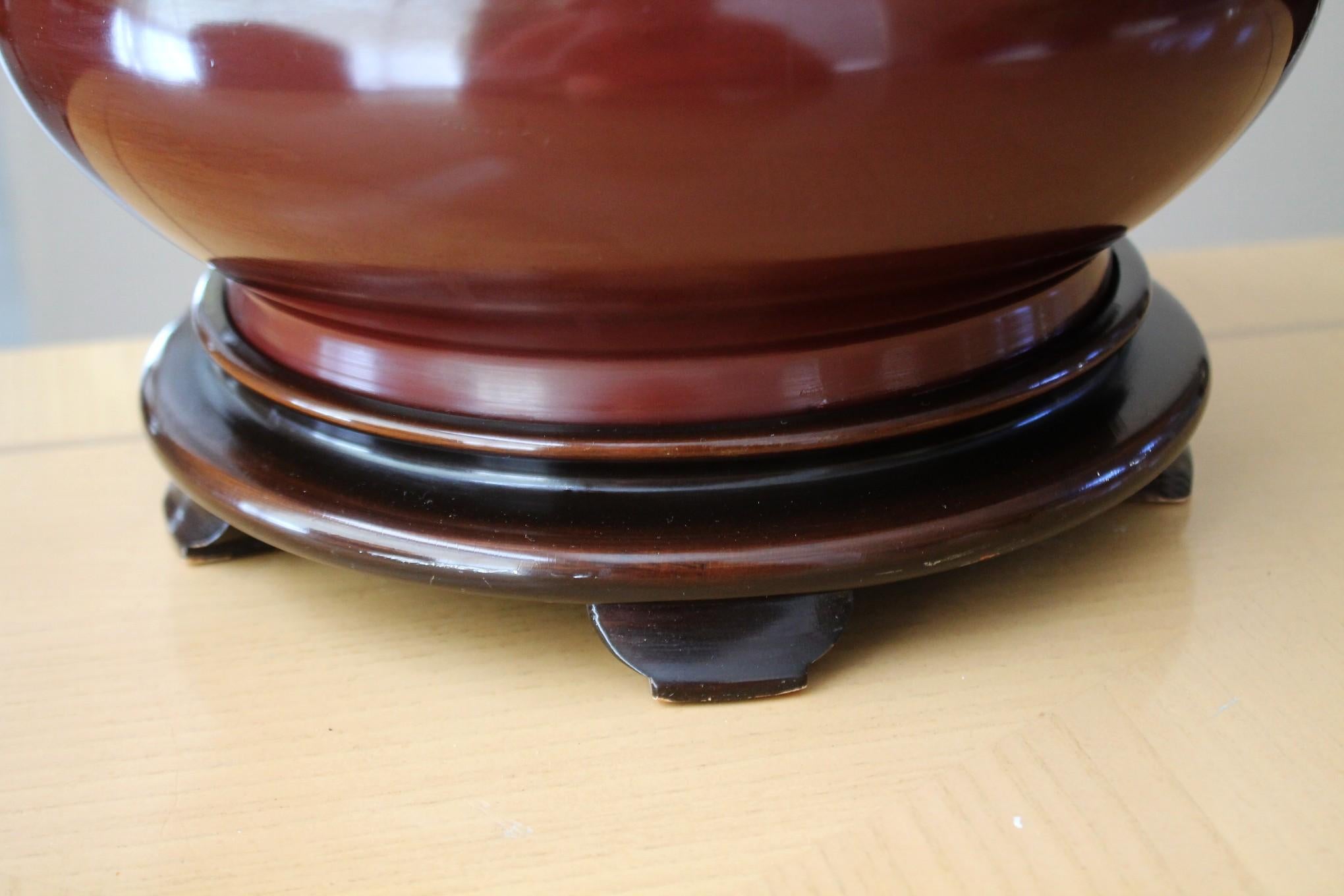 Lampe de table originale de Marbro ! Chocolat au lait Base en bois Brown 1960s Art Deco Minty ! en vente 3