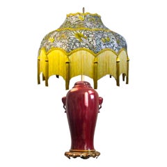 Antique Marbro Oxblood Elephant-handled Chinese Urn Table Lamp Sangre de Boeuf Regency
