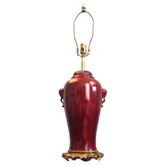 Antique Marbro Oxblood Elephant-handled Chinese Urn Table Lamp Sangre de Boeuf Regency