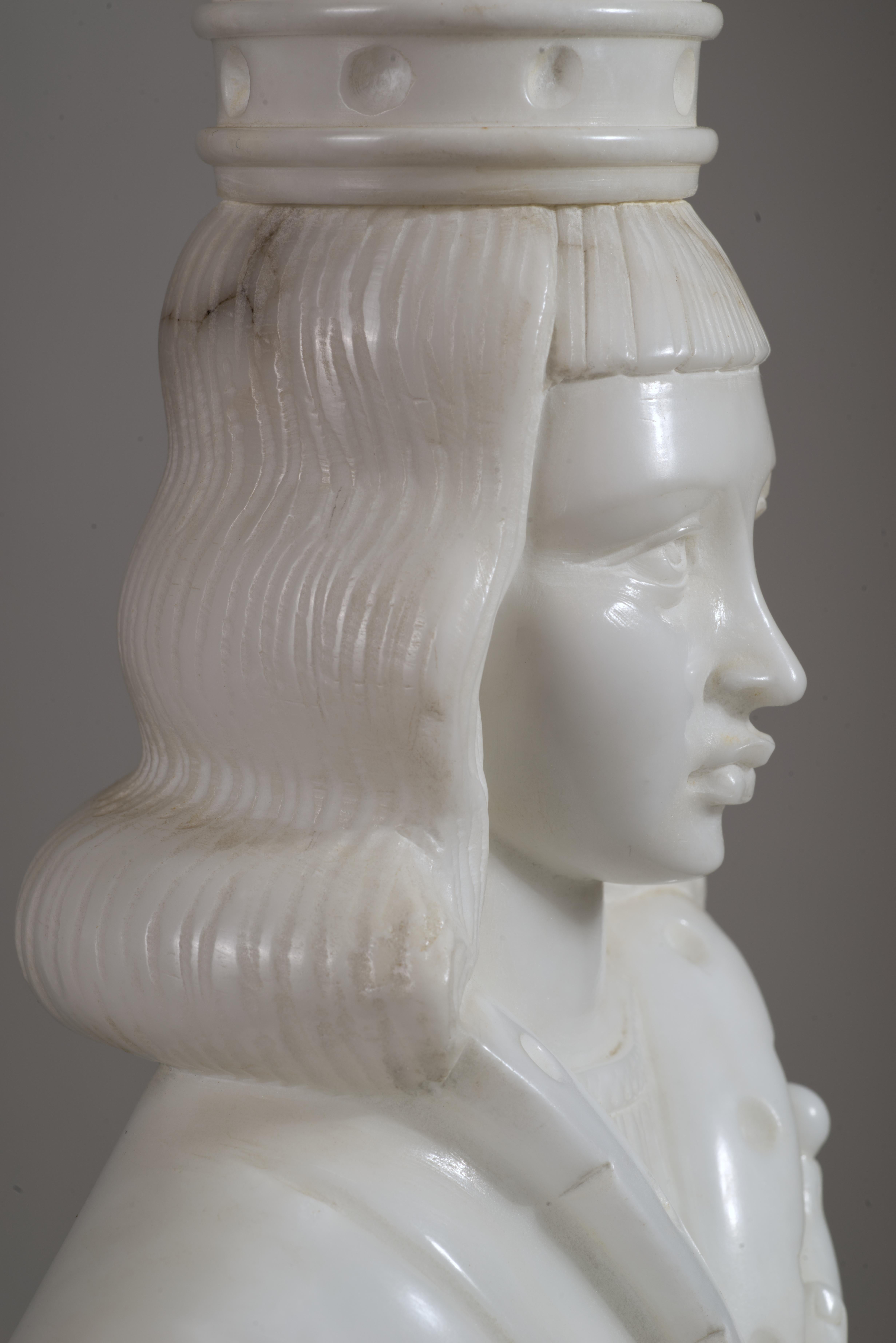 Marbro Pair of Custom Monumental Marble Chess King and Queen Lamps, 1960s For Sale 9