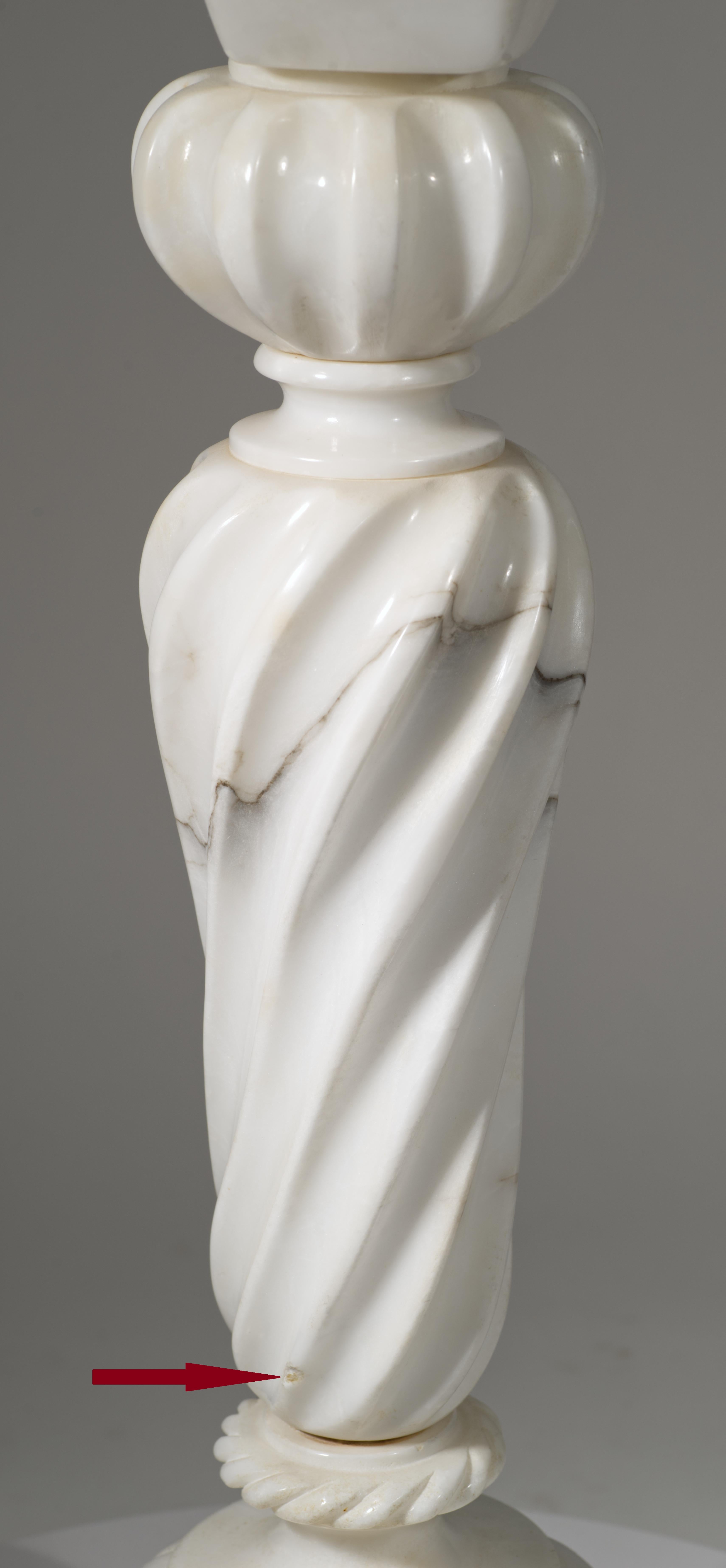 Marbro Pair of Custom Monumental Marble Chess King and Queen Lamps, 1960s For Sale 11