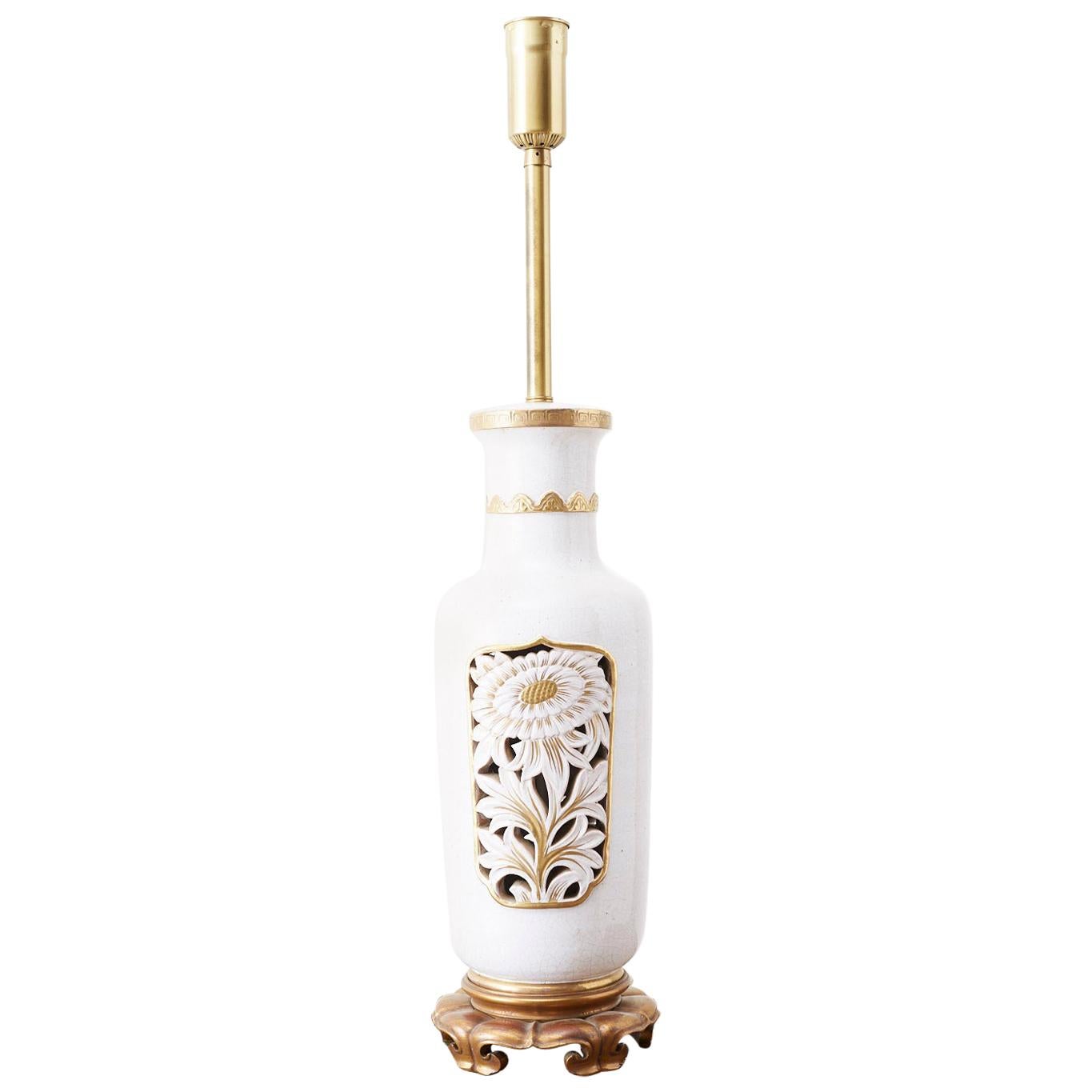 Lampada da tavolo con vaso in ceramica Marbro Parcel-Gilt