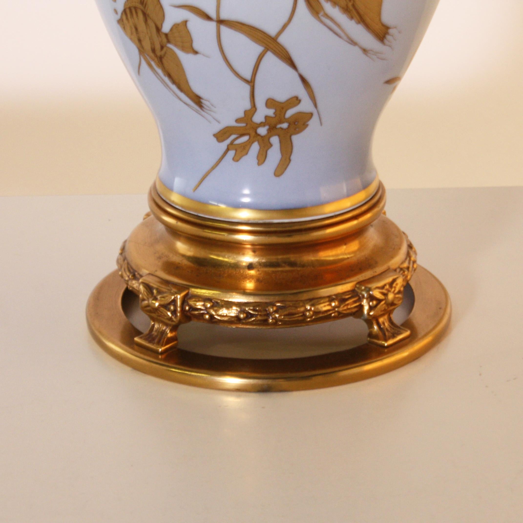 European Marbro Porcelain Angelfish Lamp, circa 1960