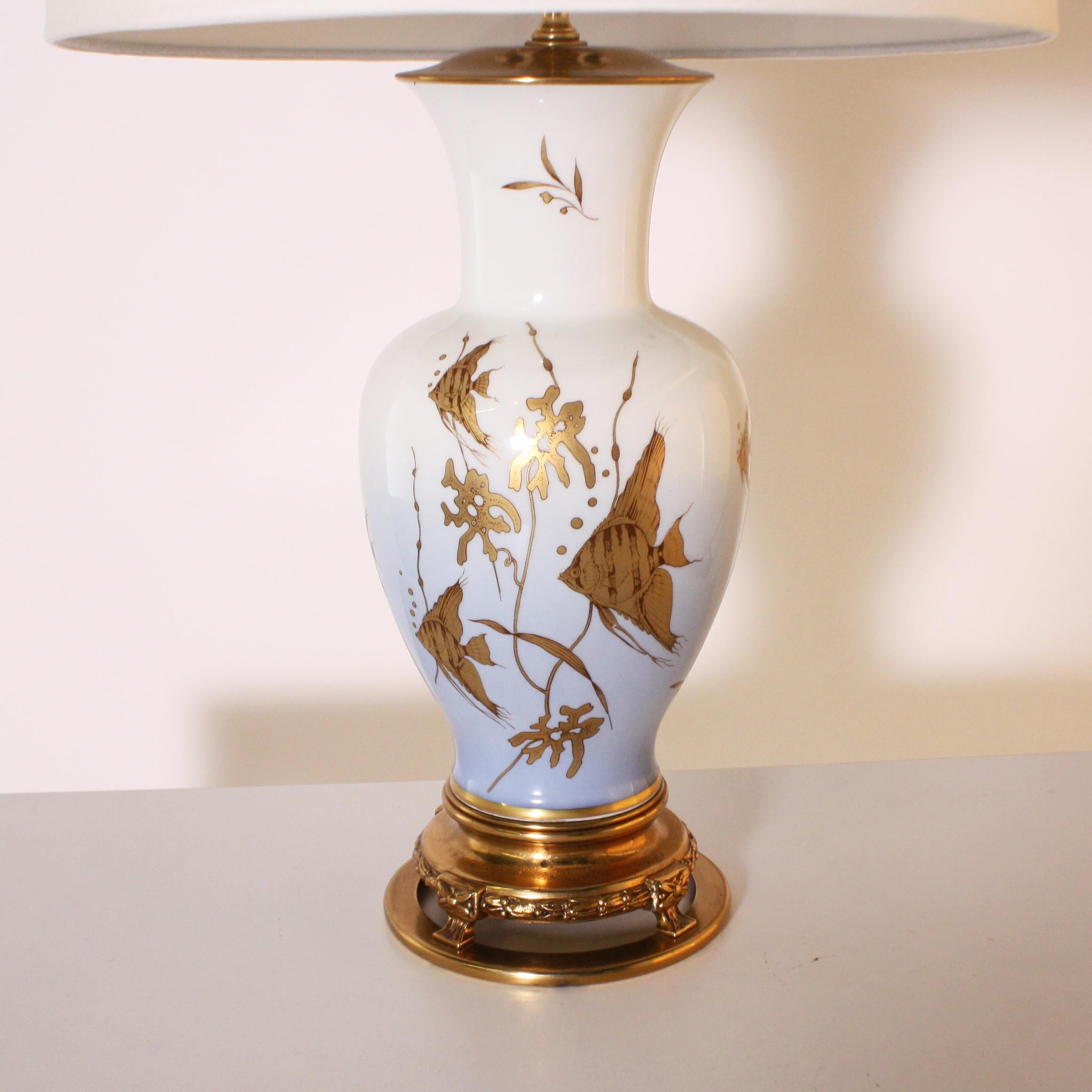 Marbro Porcelain Angelfish Lamp, circa 1960 1