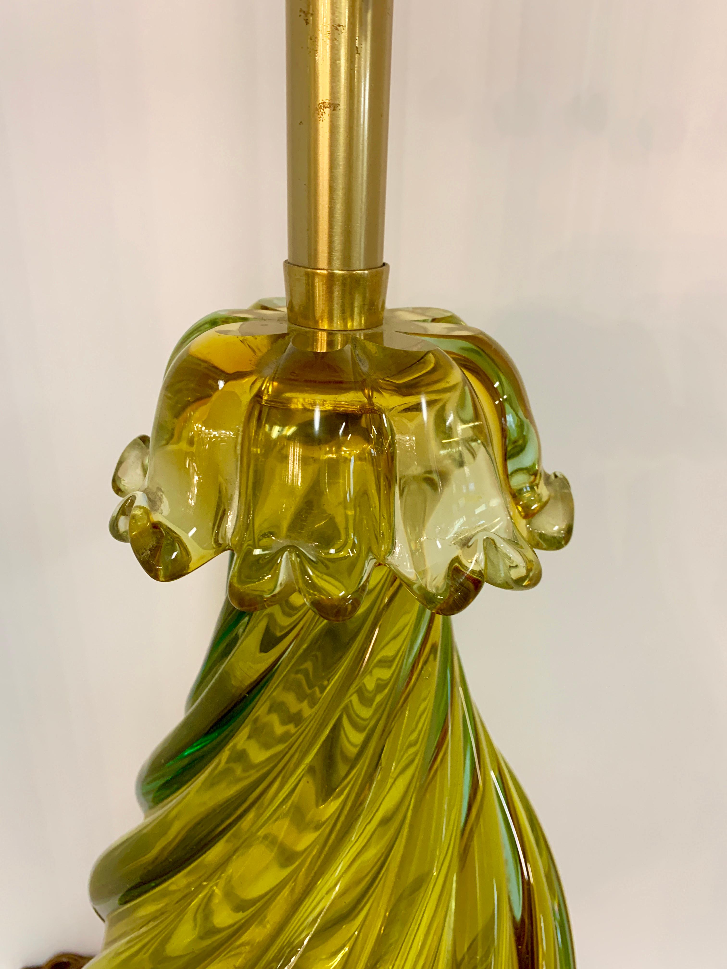 vintage green glass lamp base