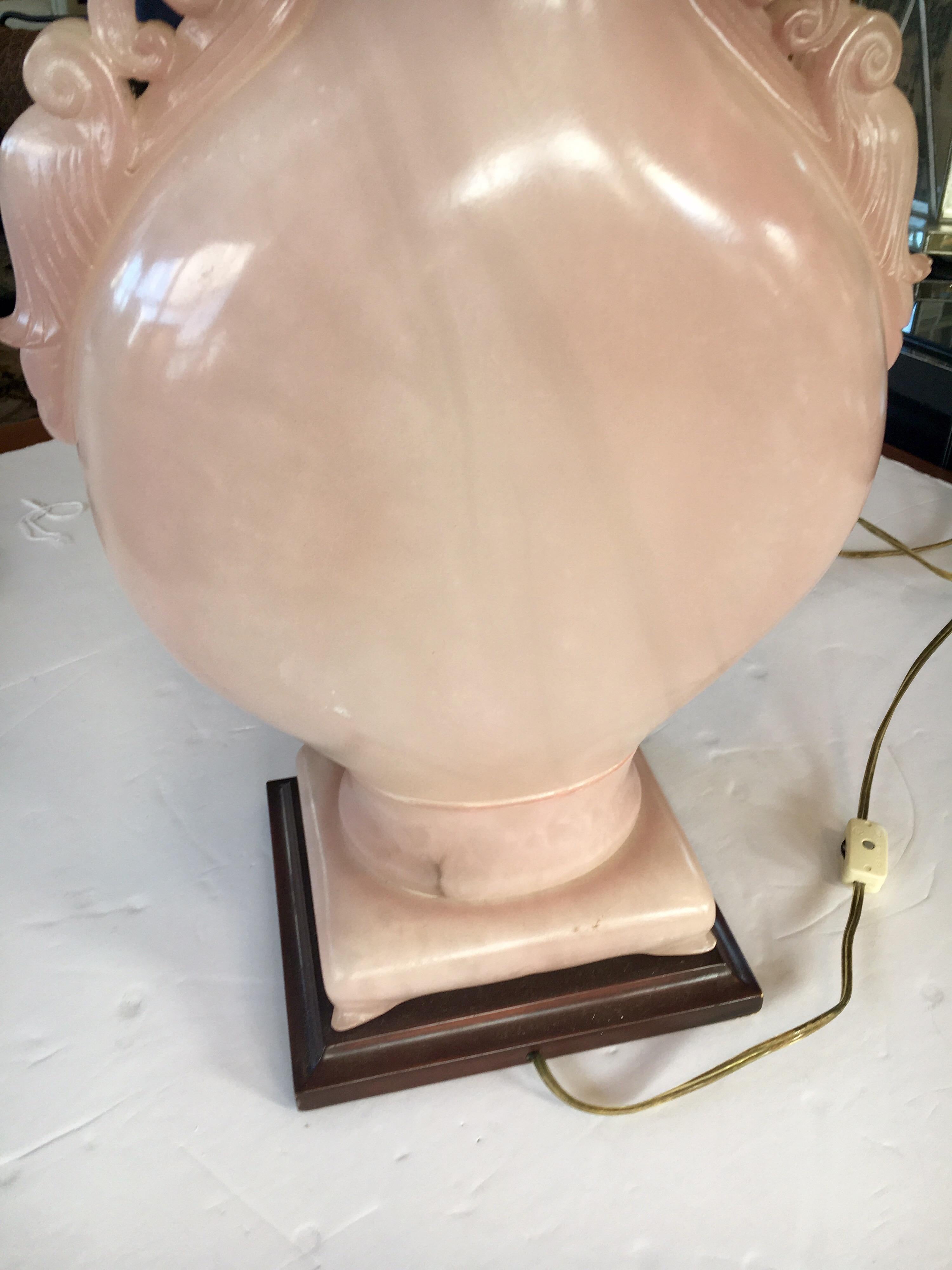 Marbro Signed Hollywood Regency 1950s Pink Alabaster Table Lamp 5