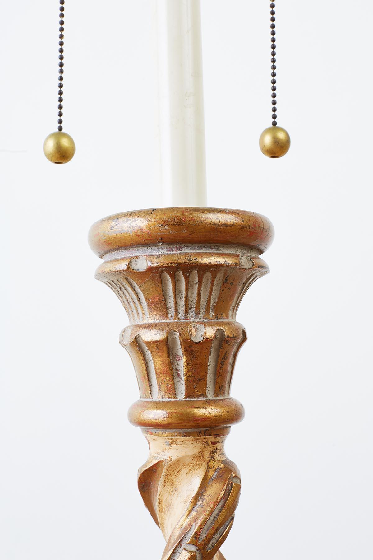 Marbro Venetian Style Giltwood Column Table Lamp 3