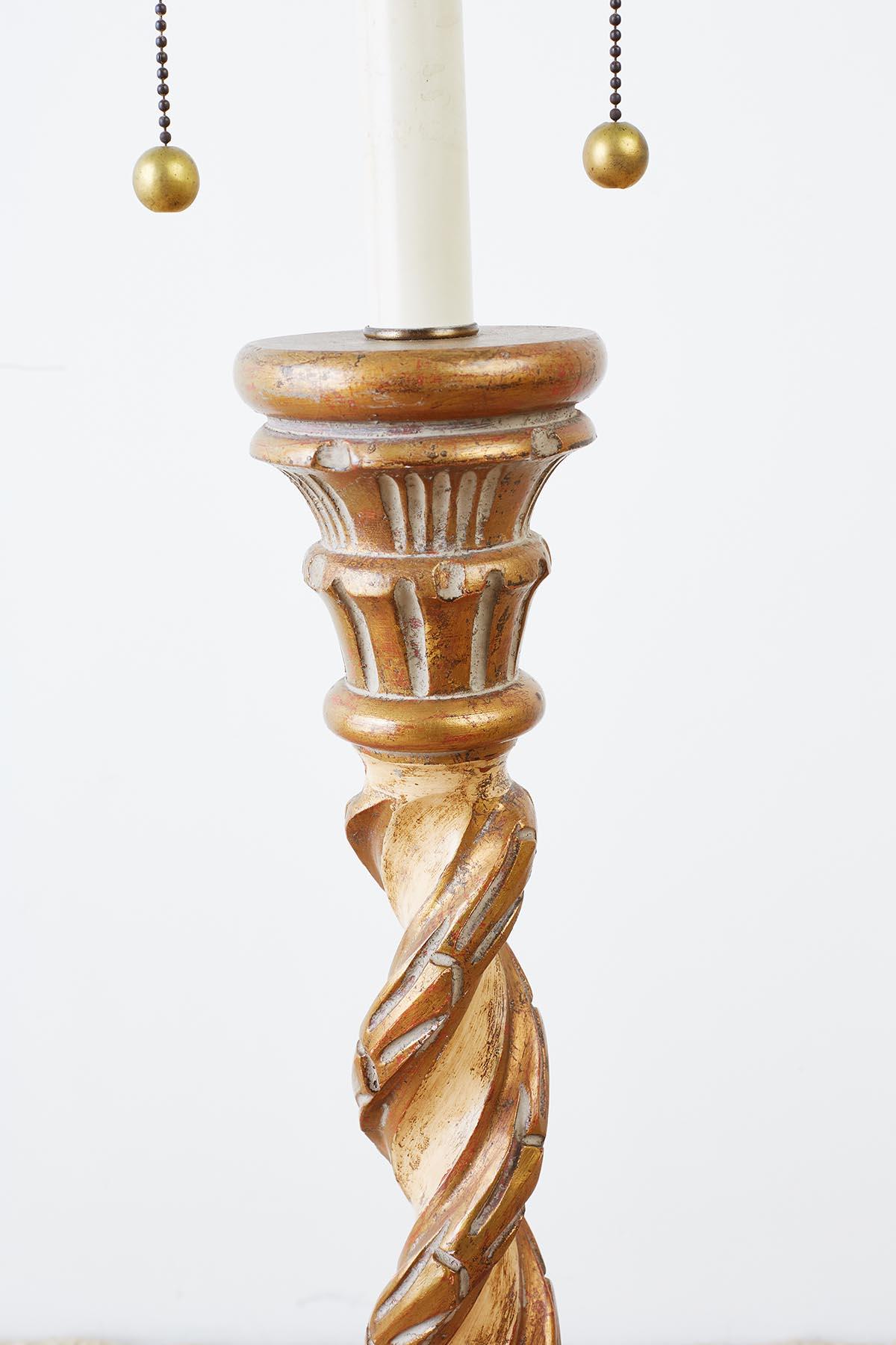 Marbro Venetian Style Giltwood Column Table Lamp 1