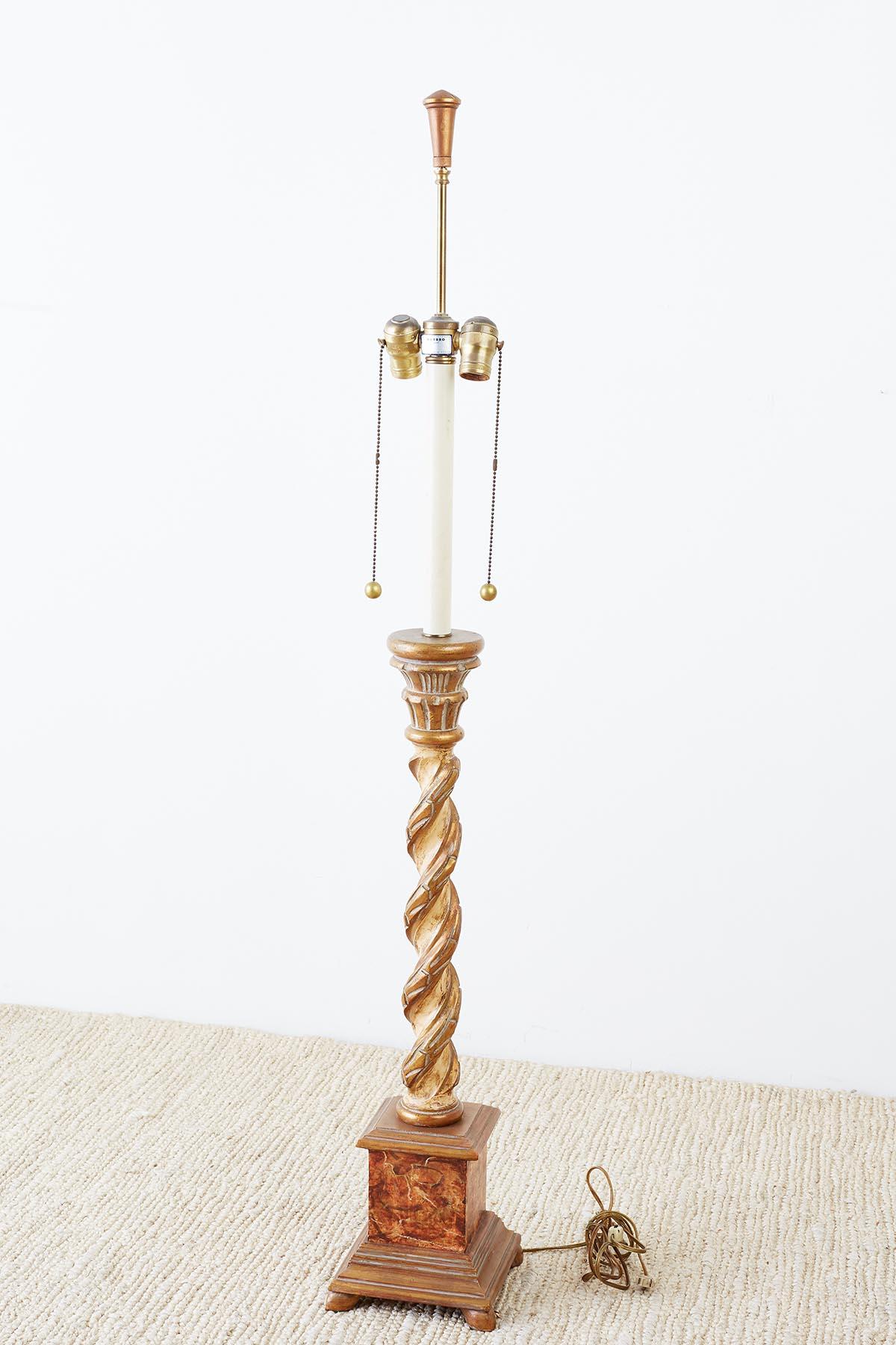 Marbro Venetian Style Giltwood Column Table Lamp 2
