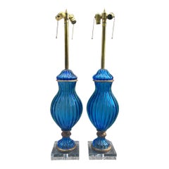 Marbro Vintage Murano Glass Table Lamps – Blue