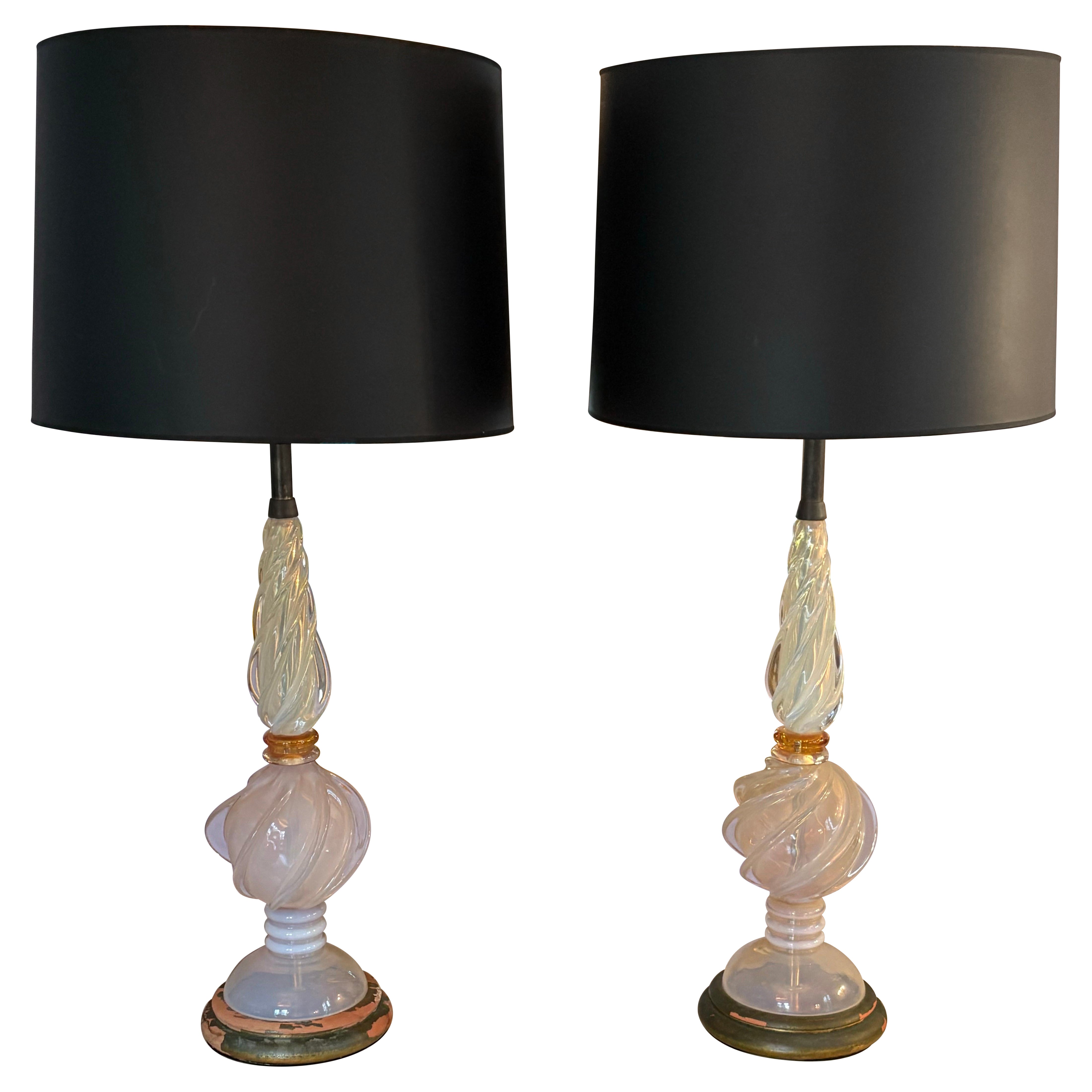 Marbro vintage Seguso Murano glass lamps