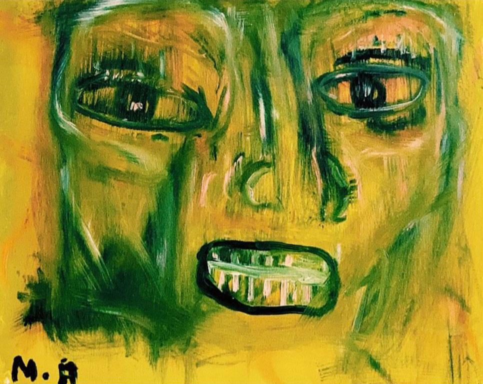 Marc Andre Portrait Painting - Untitled (Green Face)