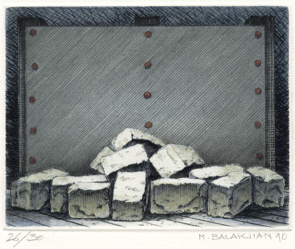 Stones - Gray Abstract Print by Marc Balakjian