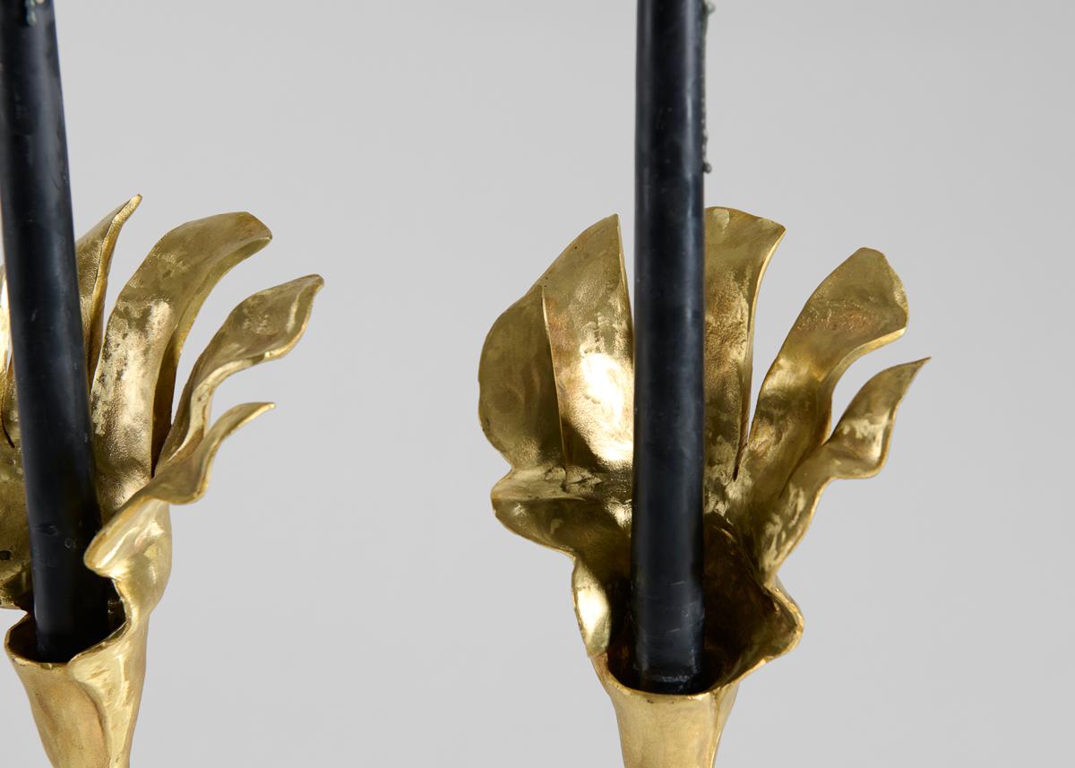 Marc Bankowsky, Flamme, Pair of Bronze Candlesticks, France, 2015 In Excellent Condition For Sale In New York, NY