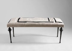 Marc Bankowsky & Miguel Cisterna, Banco bordado, patas de bronce, Francia, 2022