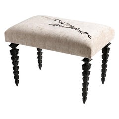 Marc Bankowsky & Miguel Cisterna, Embroidered Bench, Bronze Legs, France, 2022