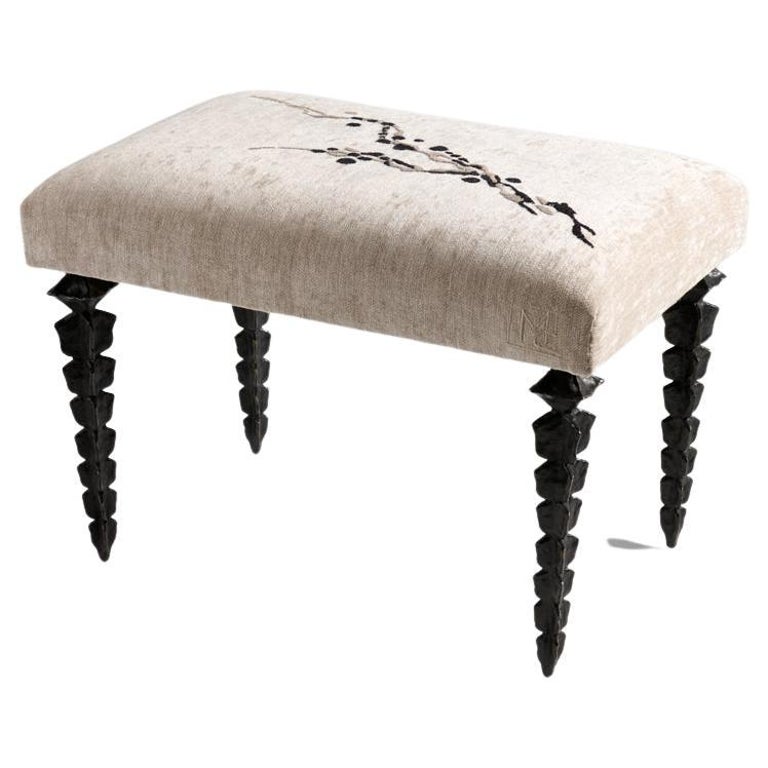 Marc Bankowsky and Miguel Cisterna, Embroidered Bench, Bronze Legs