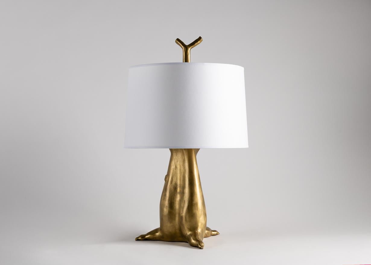 Contemporary table lamp by Marc Bankowsky. This solid bronze lamp is fashioned after the baobab, a tree native to Madagascar.