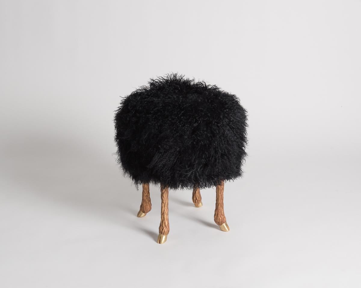 French Marc Bankowsky, Pieds de Bouc, Bronze Legged Stool, France, 2013 For Sale