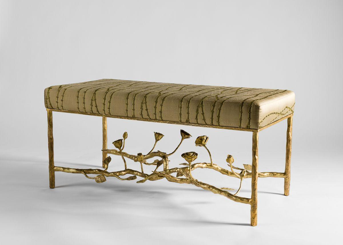 Patinated Marc Bankowsky, Roses, Contemporary Bench with Floral Motif, France, 2015 For Sale