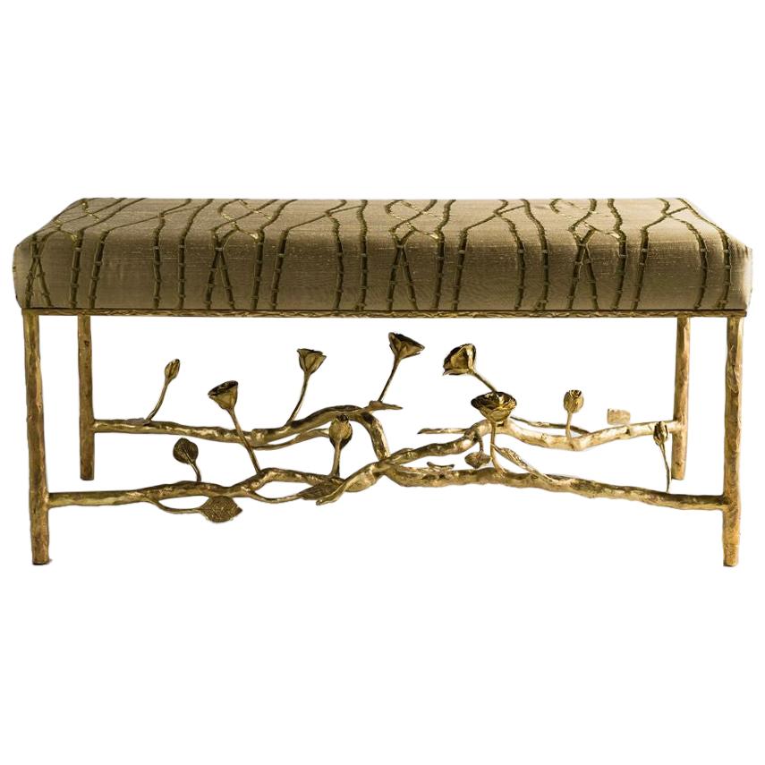 Marc Bankowsky, Roses, Contemporary Bench with Floral Motif, France, 2015 For Sale