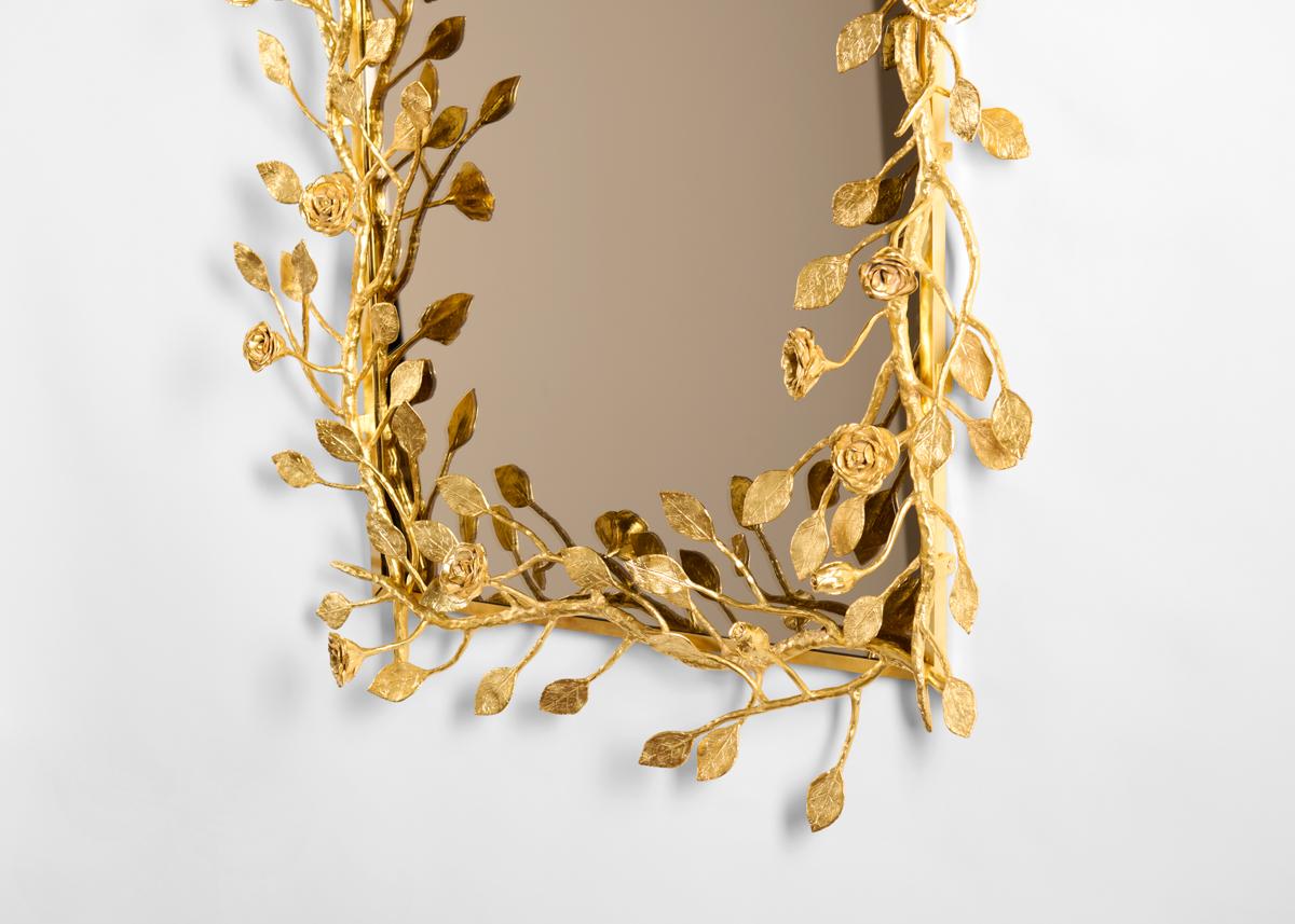 Plated Marc Bankowsky, Le Printemps, Bronze Mirror, Floral Motif, France, 2023 For Sale
