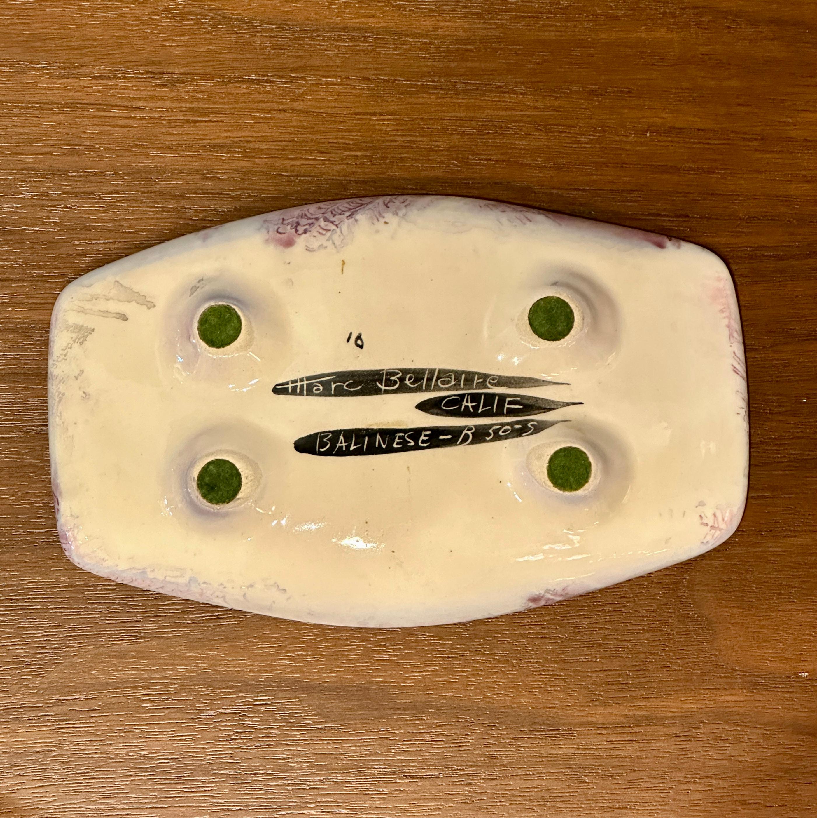 Glazed Marc Bellaire Balinese Ceramic Covered Dish California ca 1950s For Sale