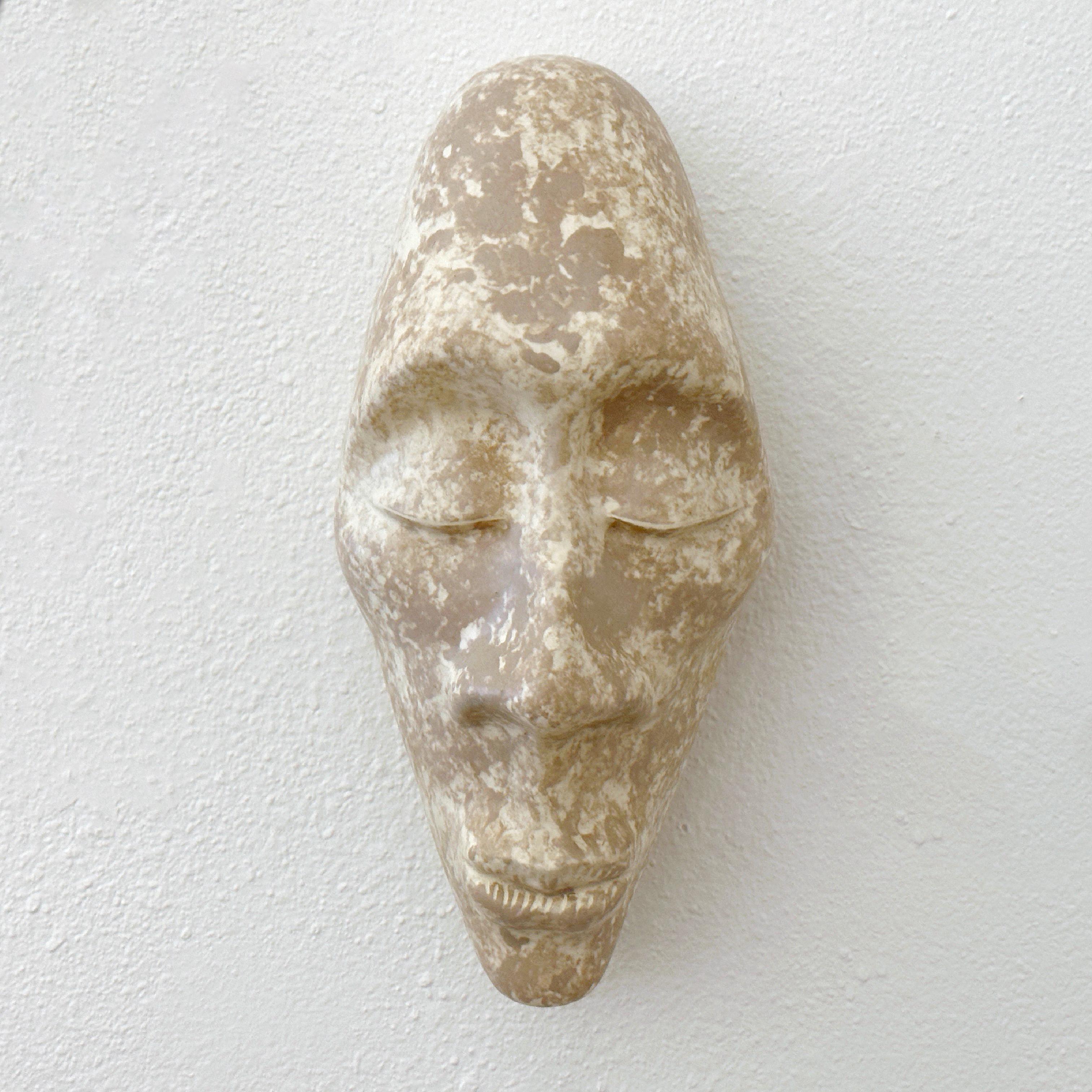 Rare Marc Bellaire ceramic head sculpture in the Polynesian style akin to the stone 