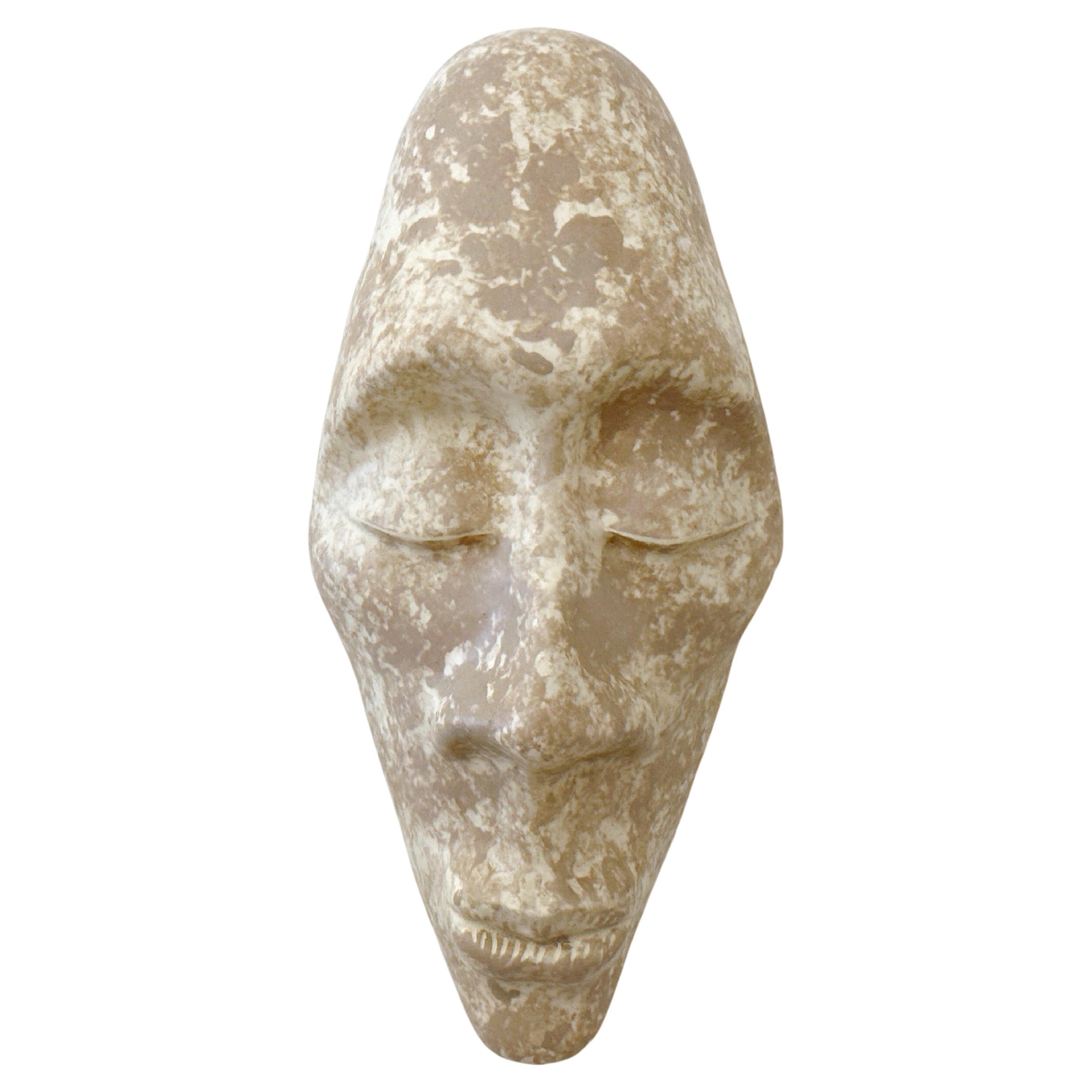 Marc Bellaire California Ceramic Native Head Wall Sculpture, Ca 1950s For Sale
