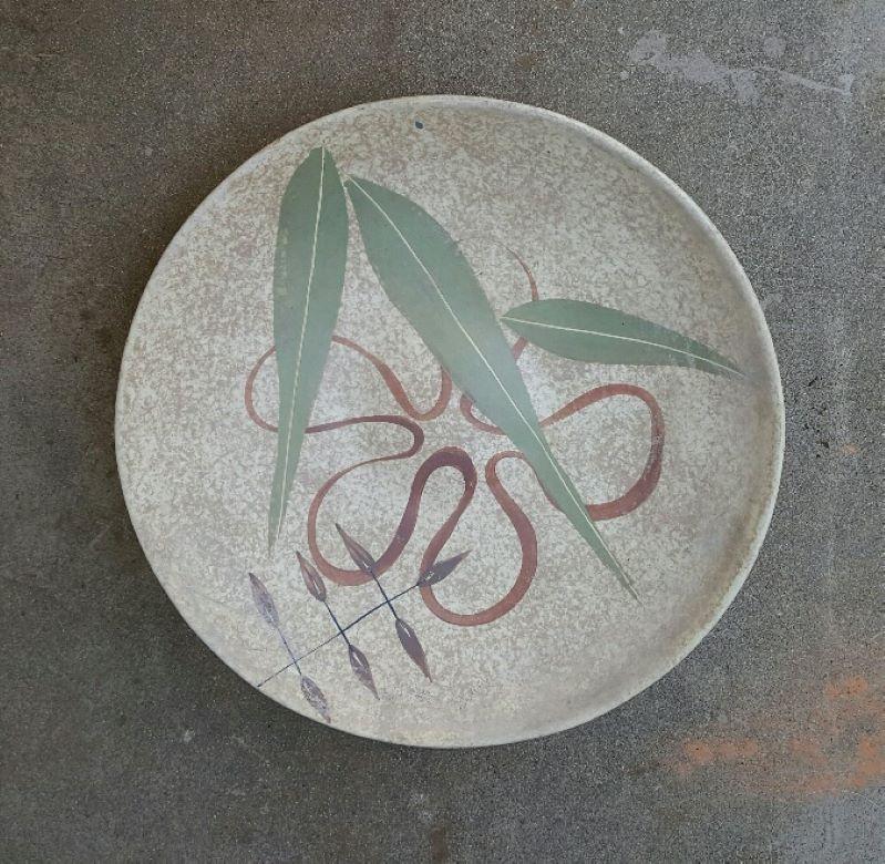 Marc Bellaire Large Decorative Ceramic Bowl Luau Signed California Pottery USA For Sale 3