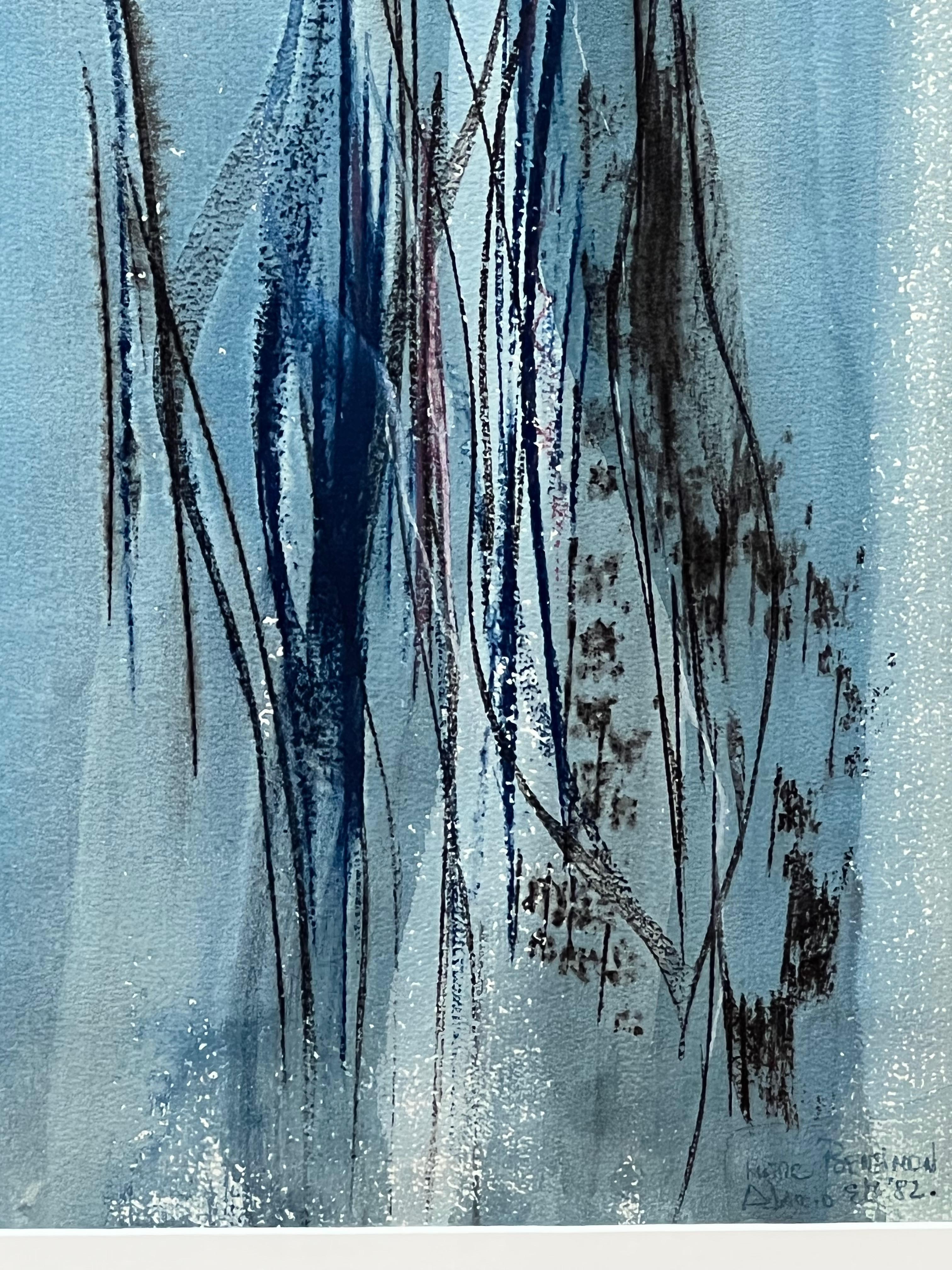 Aquarelle abstraite bleue moderne de Marc Bensimon en vente 3