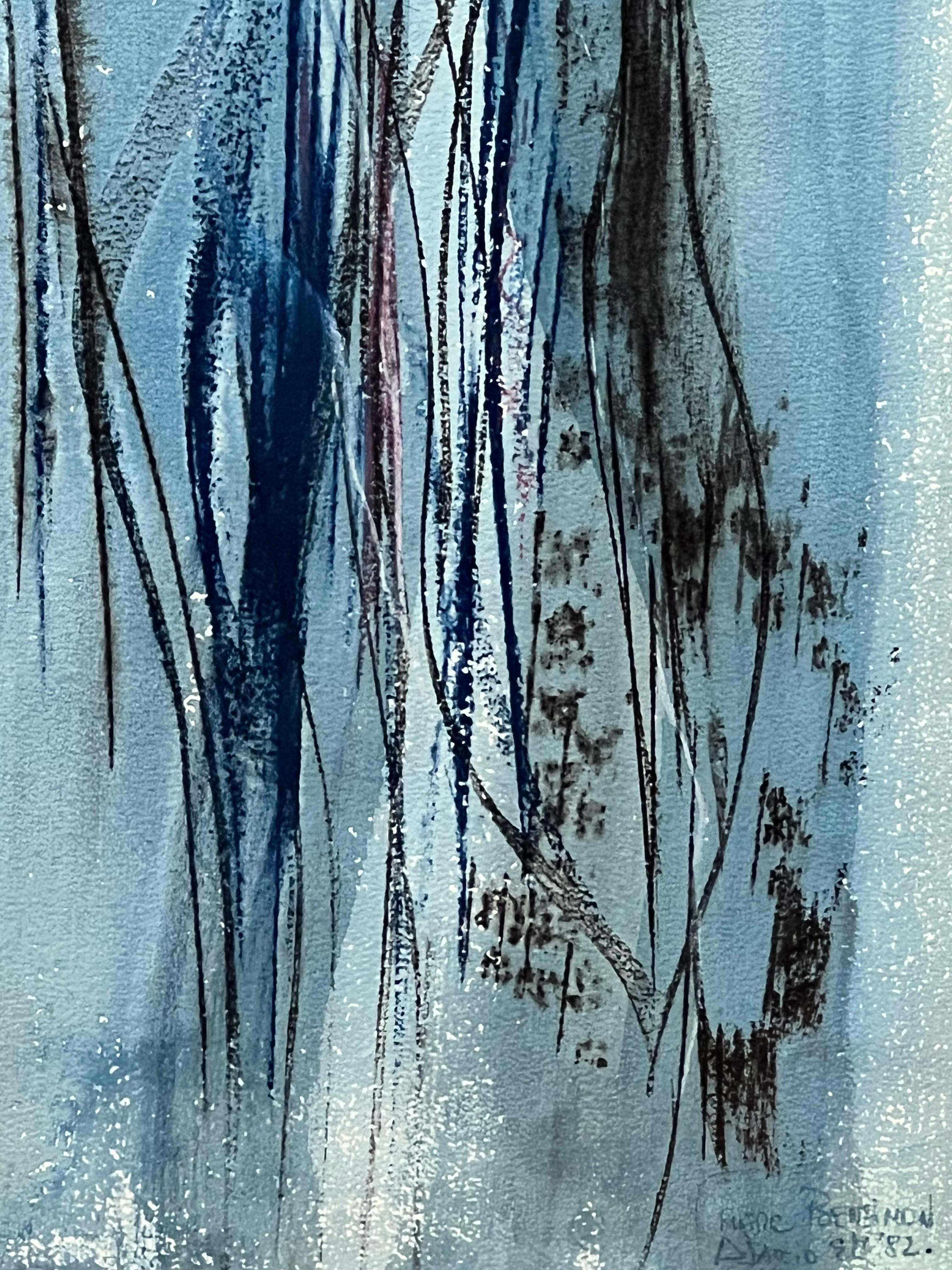 Aquarelle abstraite bleue moderne de Marc Bensimon en vente 6