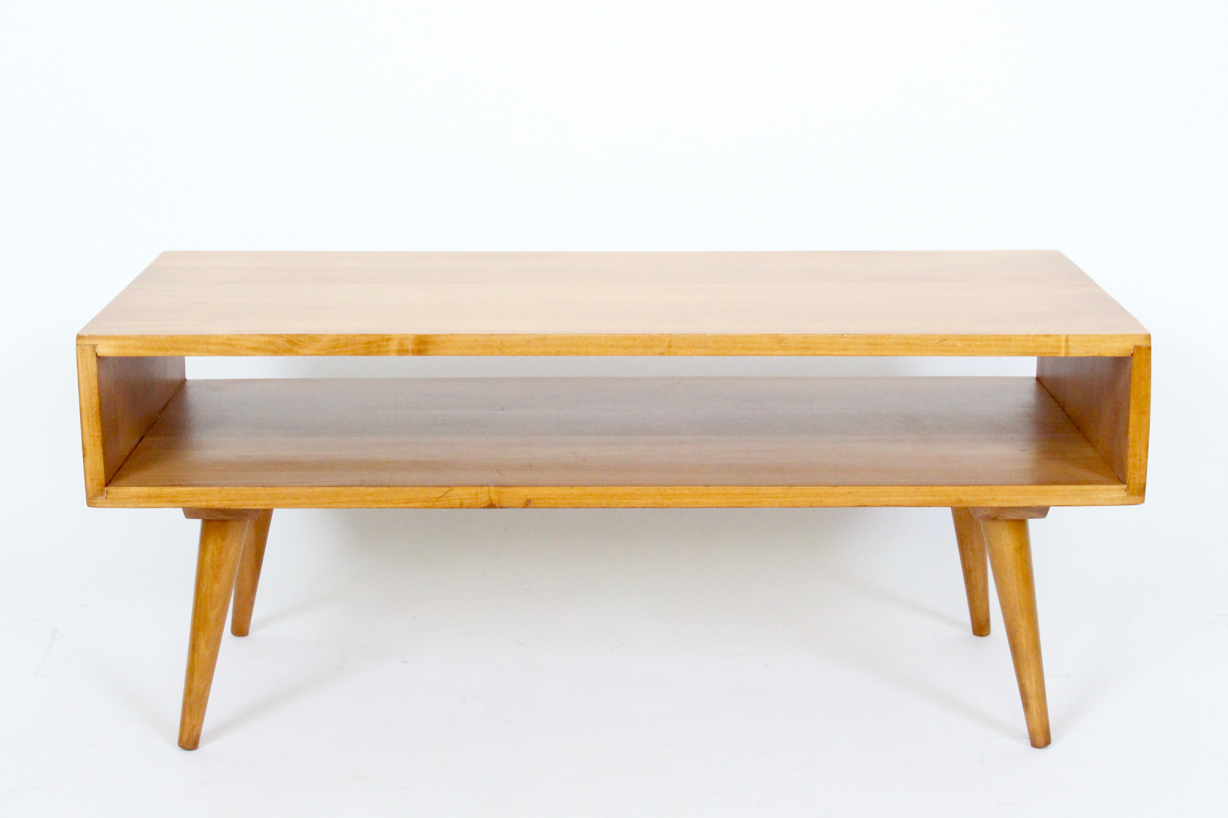 American Marc Berge Maple Magazine Coffee Table, Bench, 1950's