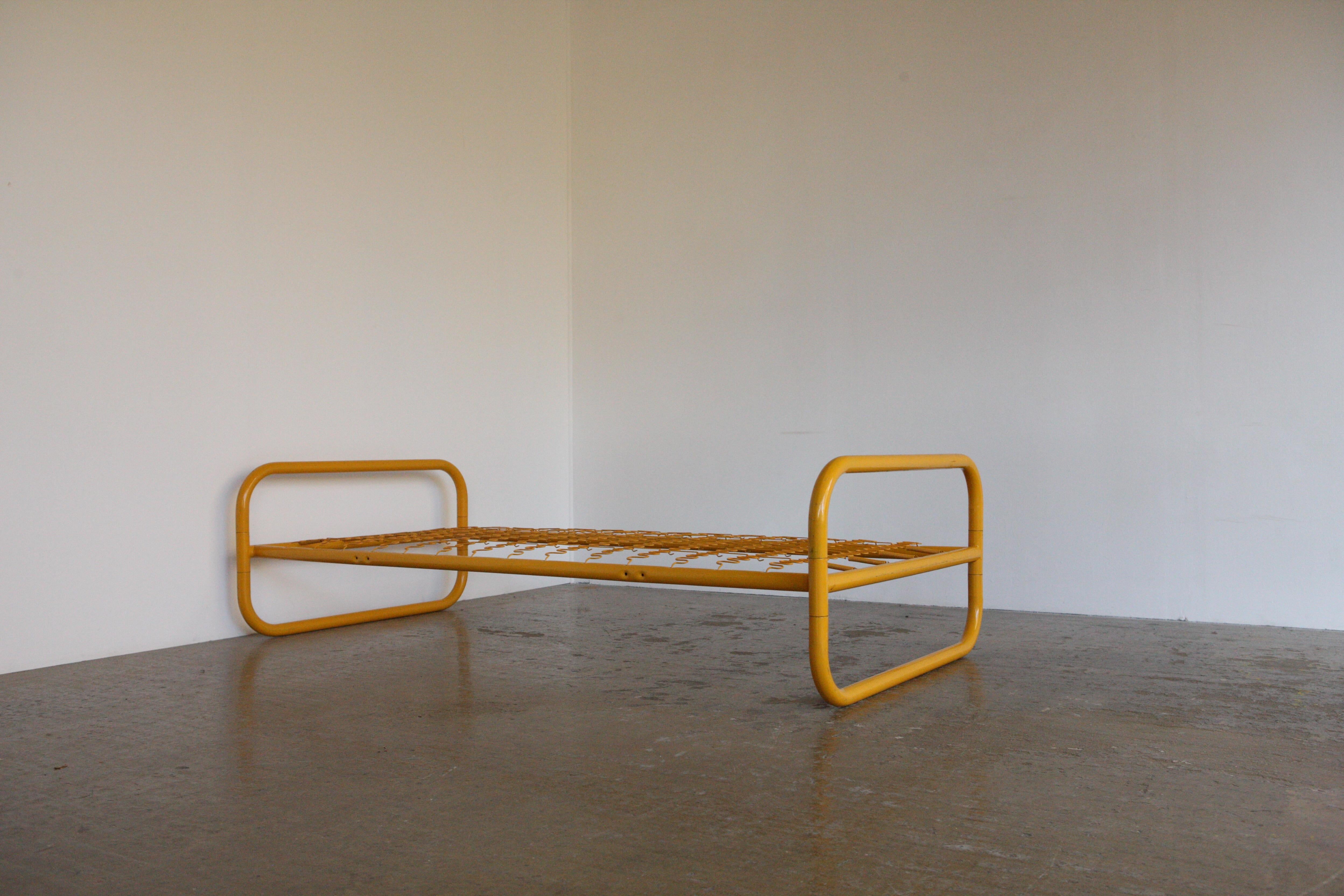 Recently on show at the Pompidou Centre in the exhibition The Childhood of Design: A Century of Furniture for Children. These beds were part of a children's furniture concept by the designer Marc Berthier for Roche Bobios. A lacquered tubular frame