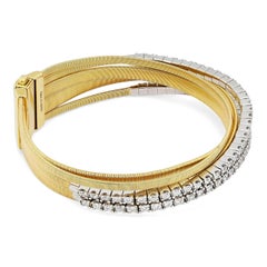 Marc Bicego Pave Diamond 5 Bands Coil Bracelet 18K Yellow & White Gold 1.90Ctw