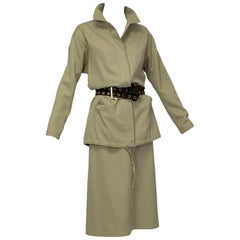 Vintage Marc Bohan Christian Dior Demi-Couture Khaki Safari Suit, Paris - M, late 1960s