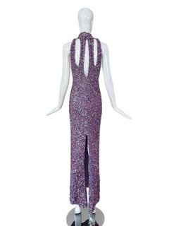 MARC BOUWER 2004 Vintage Purple Embellished Evening Gown Maxi Dress