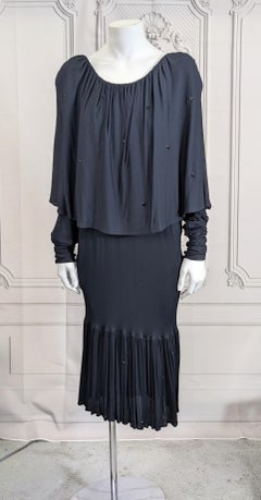 Marc Bouwer Matte Jersey Jet Studded Evening Dress