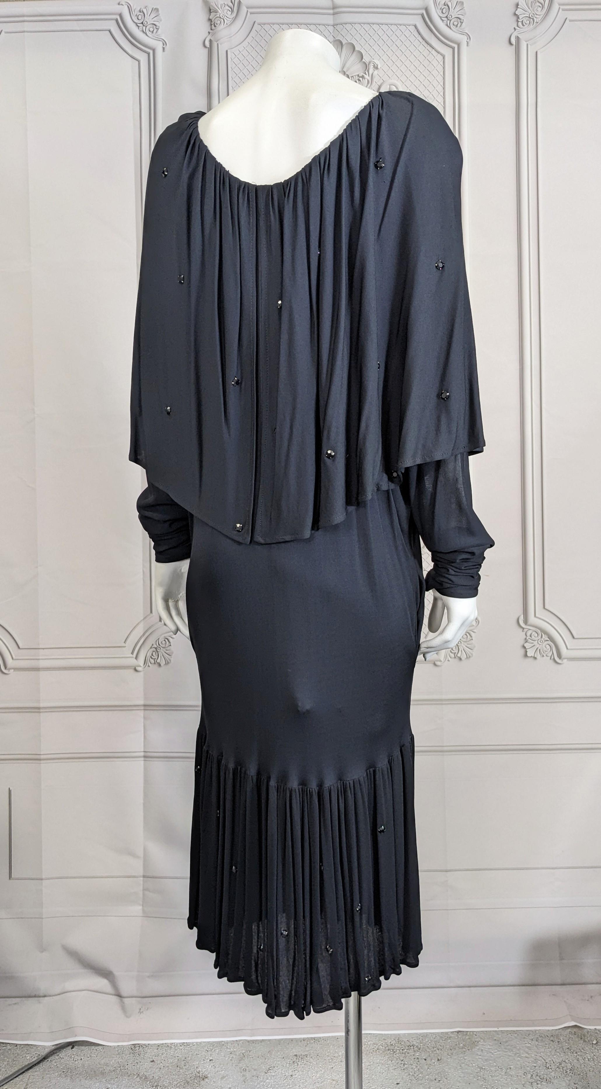 Black Marc Bouwer Matte Jersey Jet Studded Evening Dress For Sale